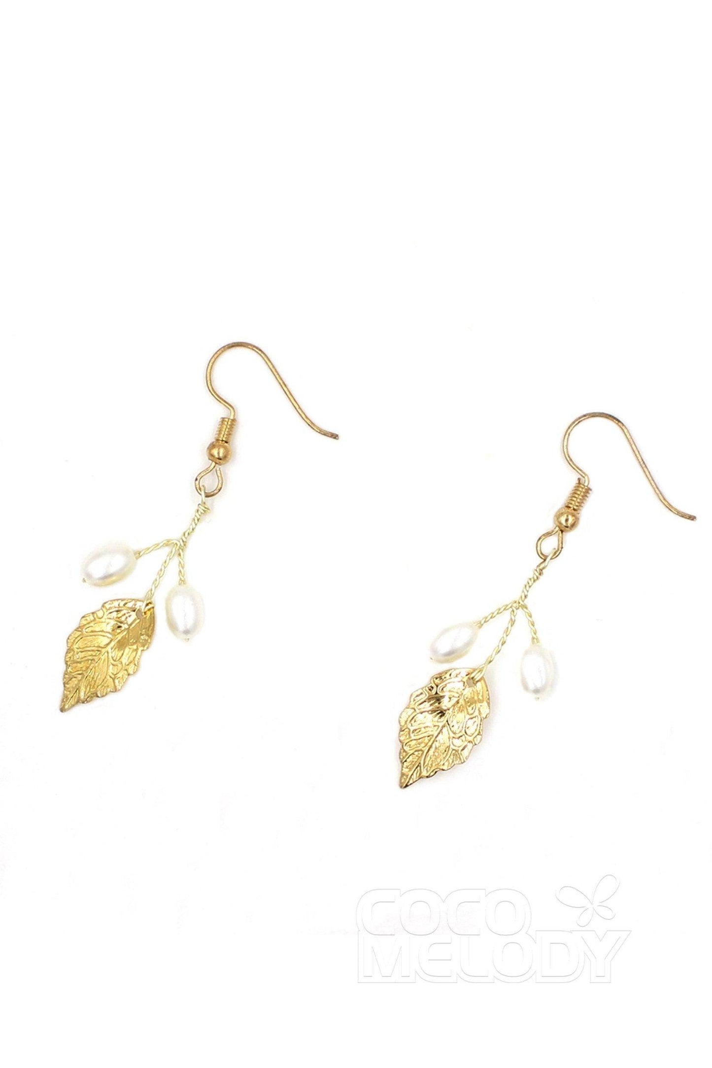 Alloy Earrings with Imitation Pearl CE0103 - COCOMELODY