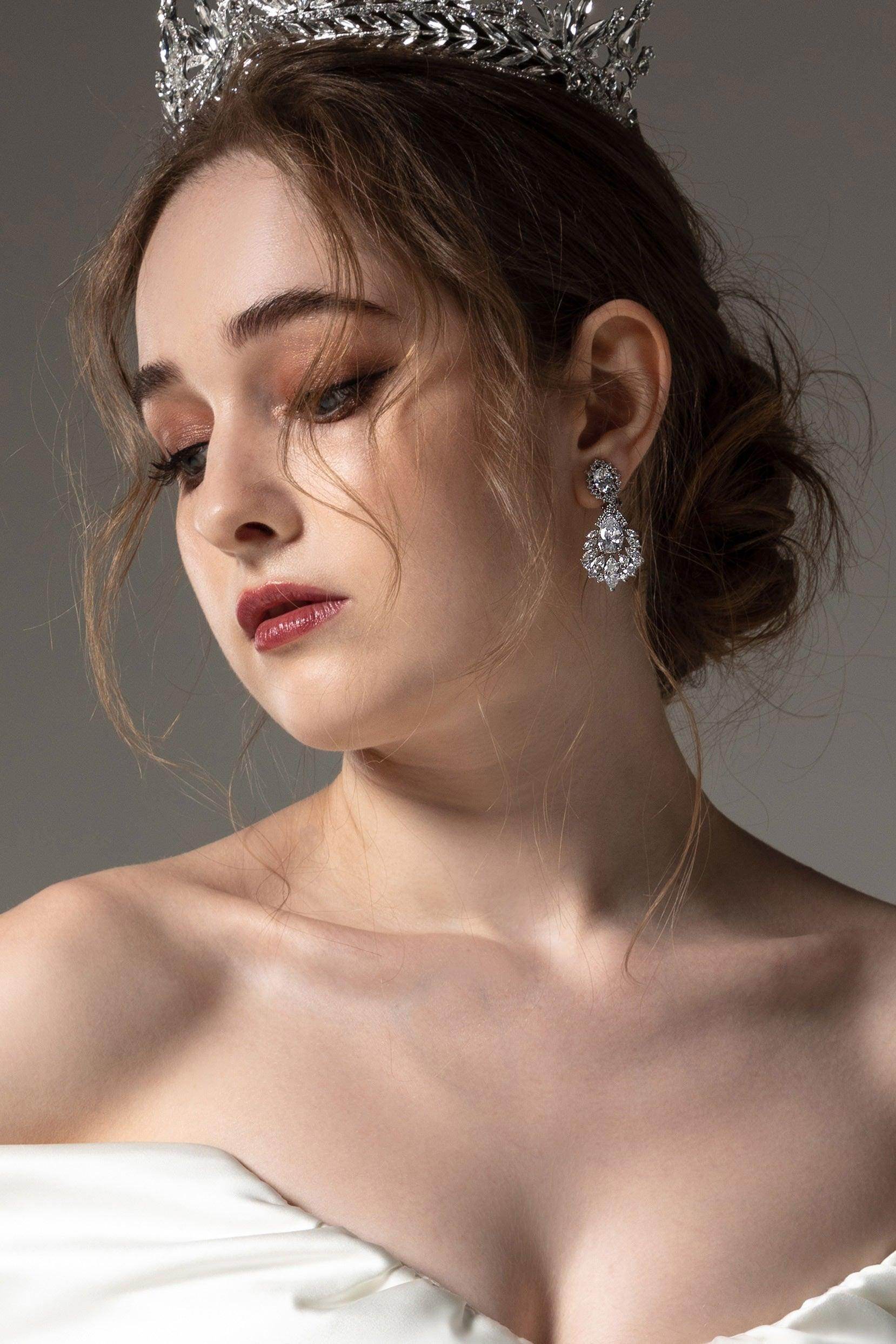 Copper Alloy Earrings with Zircon CE0133 - COCOMELODY