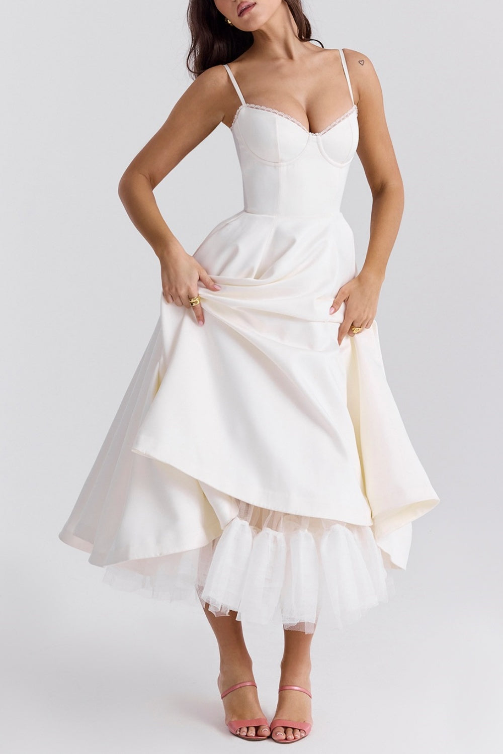 A-line Midi Satin Formal Evening Dresses 803510185058