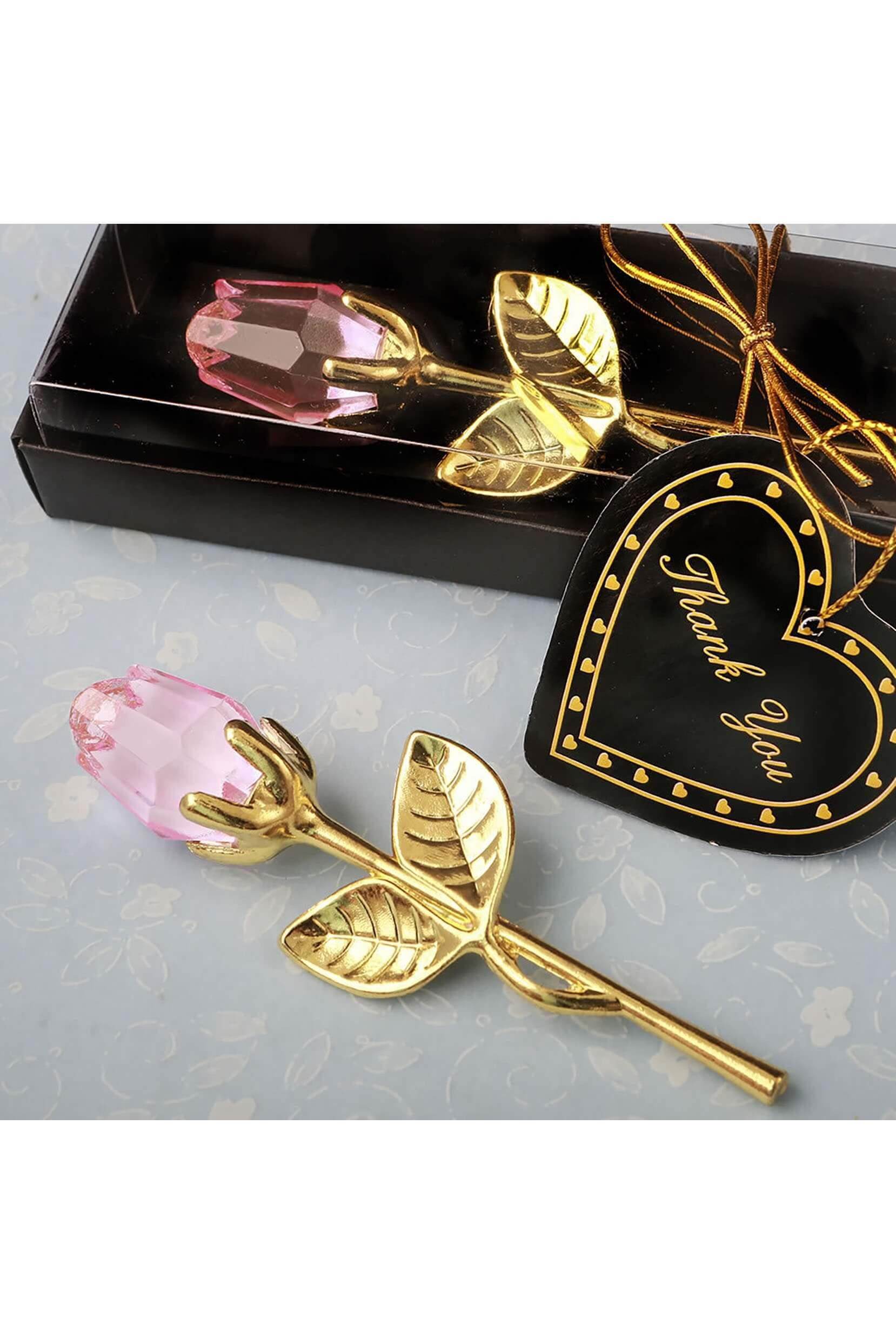Gold Stem Crystal Rose Favors CGF0064 (Set of 6 pcs) - COCOMELODY