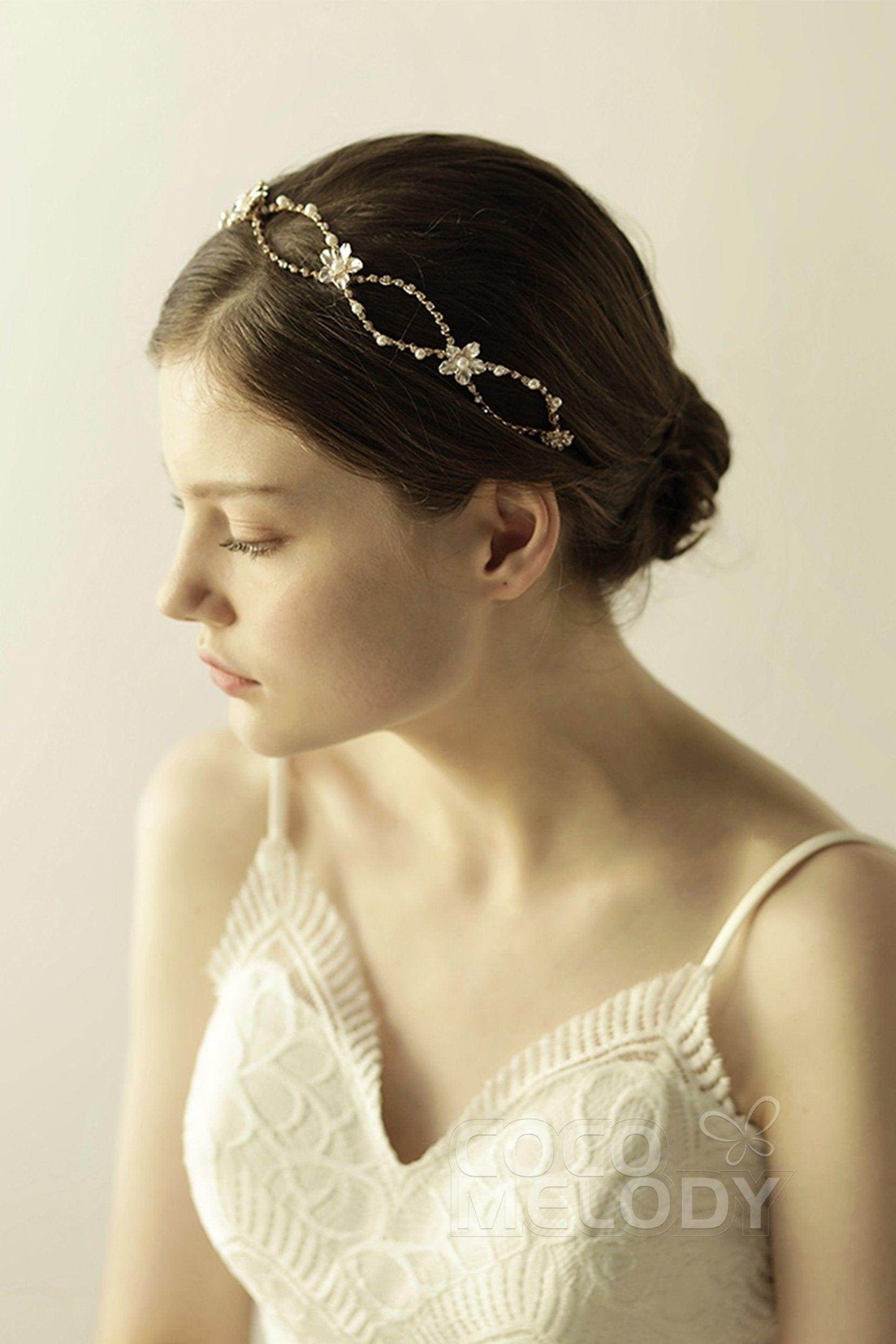 Alloy Headbands with Imitation Pearl and Rhinestone CH0309 - COCOMELODY