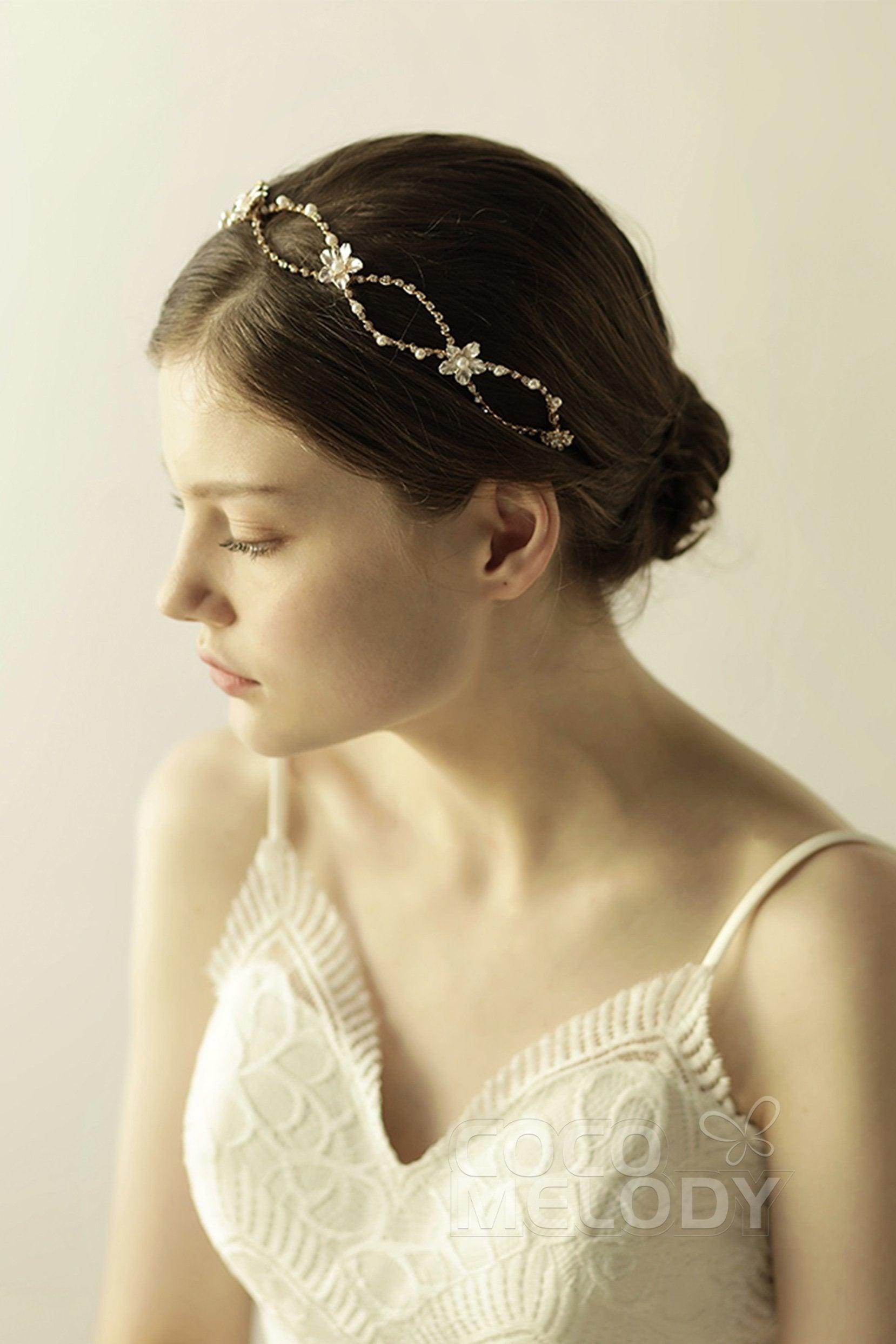 Alloy Headbands with Imitation Pearl and Rhinestone CH0309 - COCOMELODY