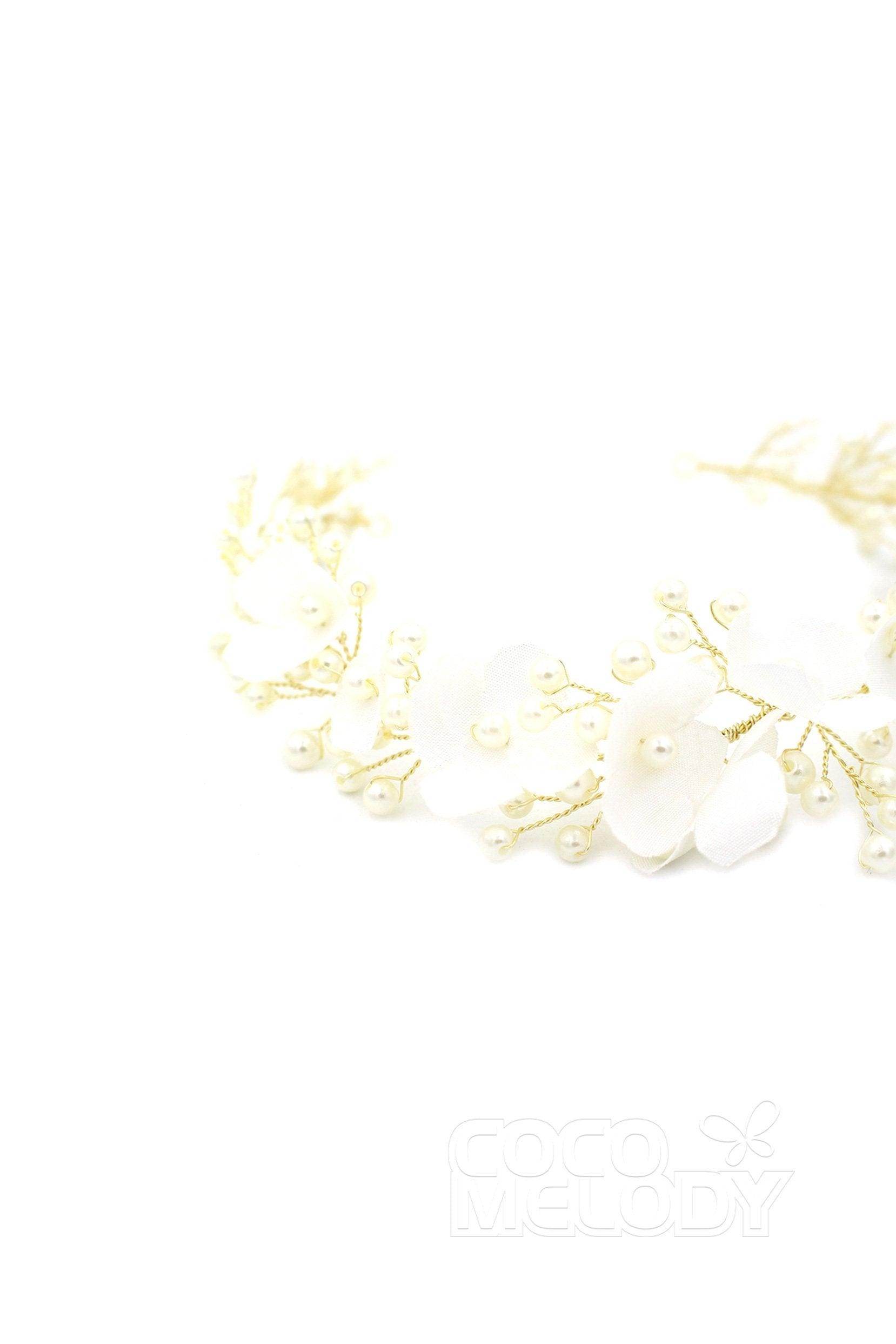 Alloy Headbands with Pearls and Flower CH0311 - COCOMELODY