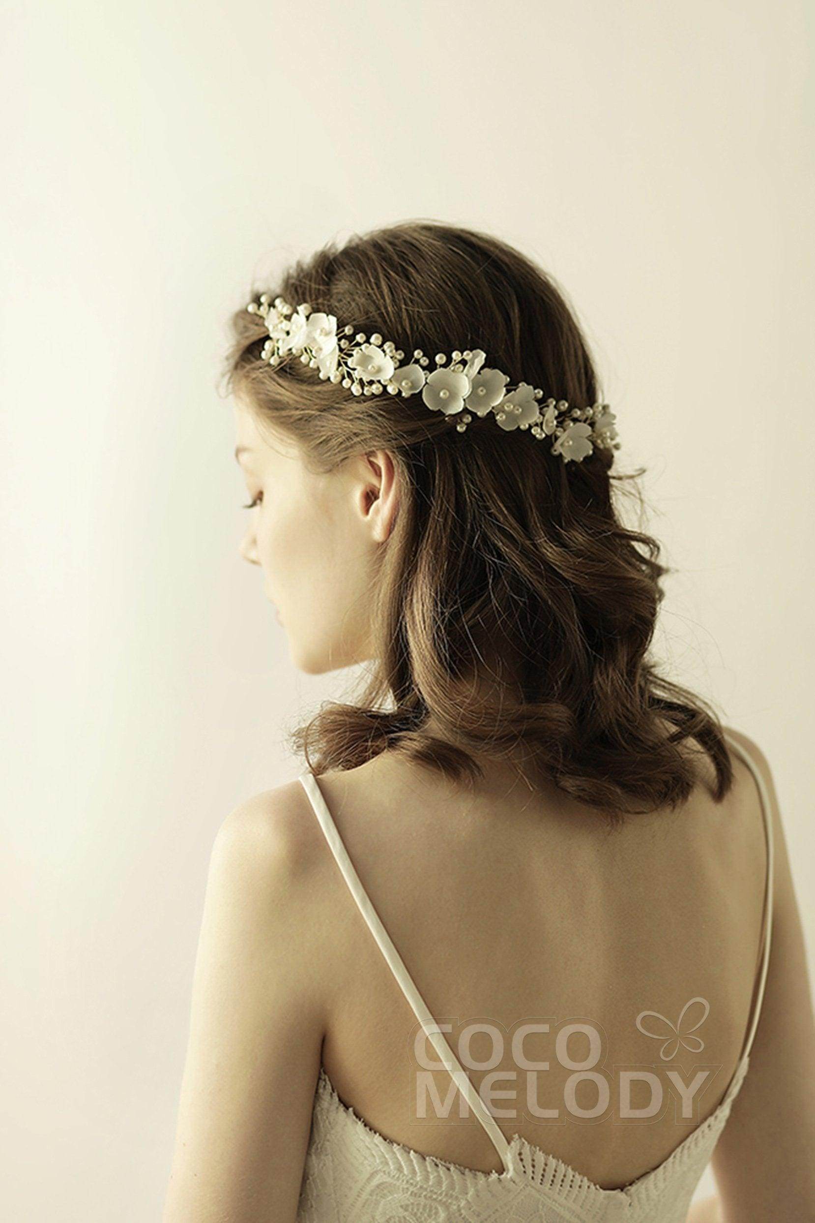 Alloy Headbands with Pearls and Flower CH0311 - COCOMELODY