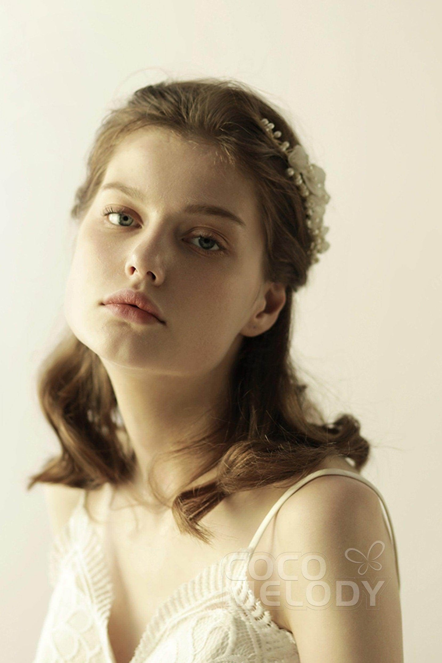 Alloy Headbands with Pearls and Flower CH0311 - COCOMELODY