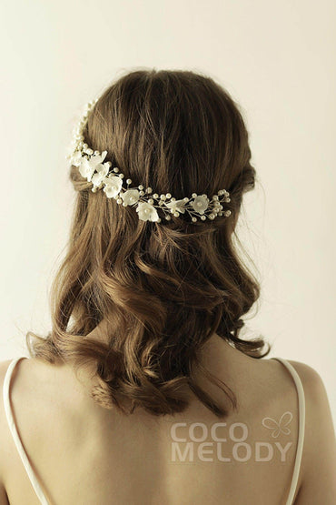 Alloy Headbands with Pearls and Flower CH0311 - COCOMELODY