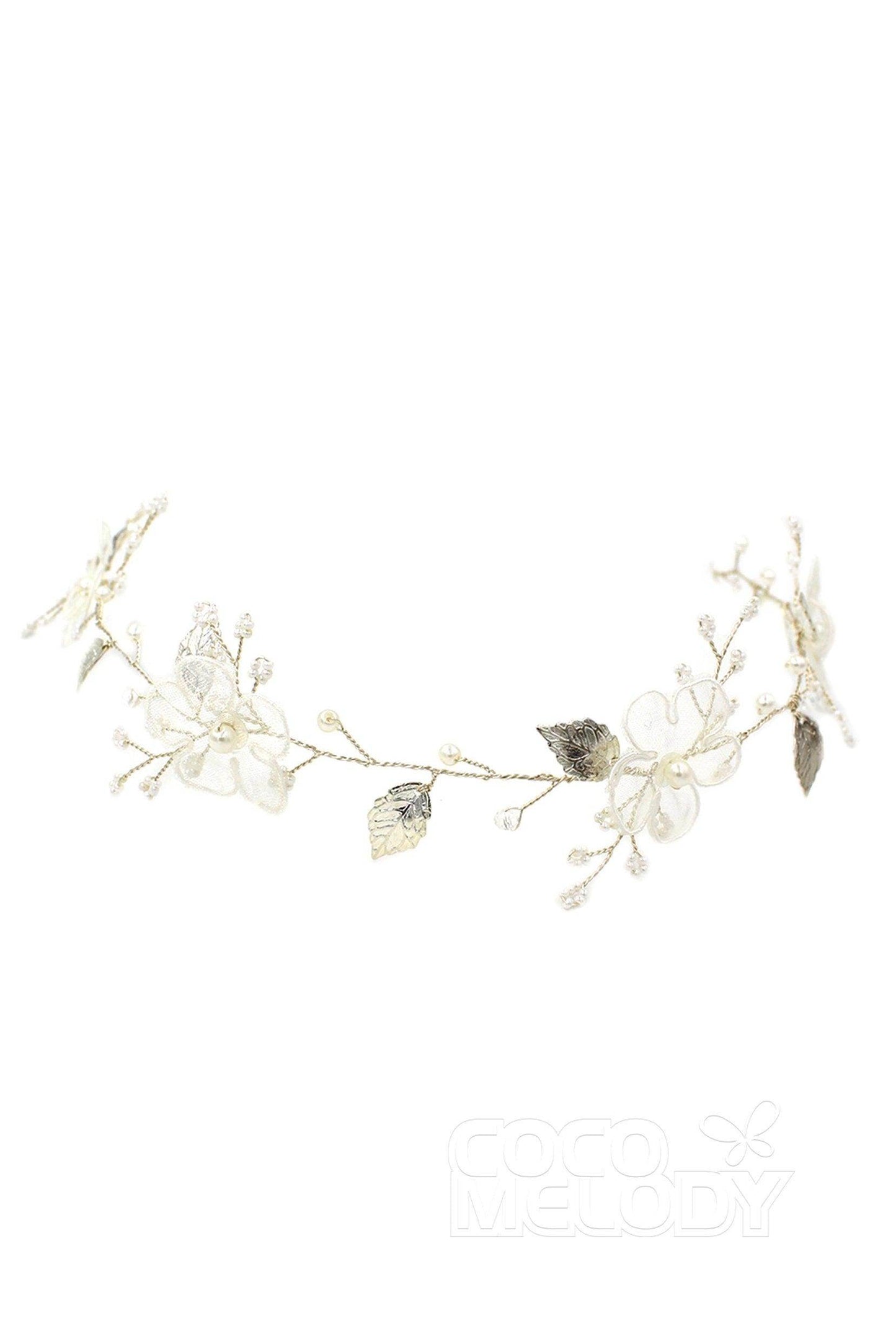 Alloy Headbands with Pearls and Flower CH0314 - COCOMELODY
