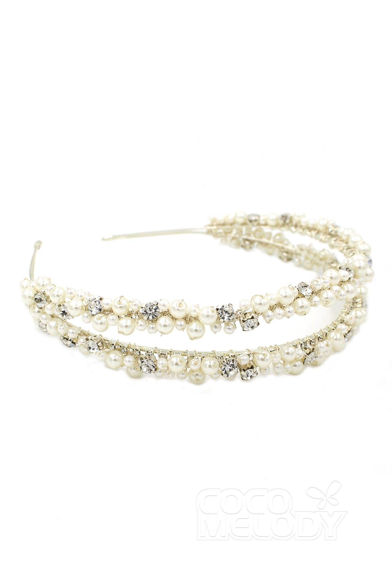 Alloy Headbands with Imitation Pearl and Rhinestone CH0318 - COCOMELODY