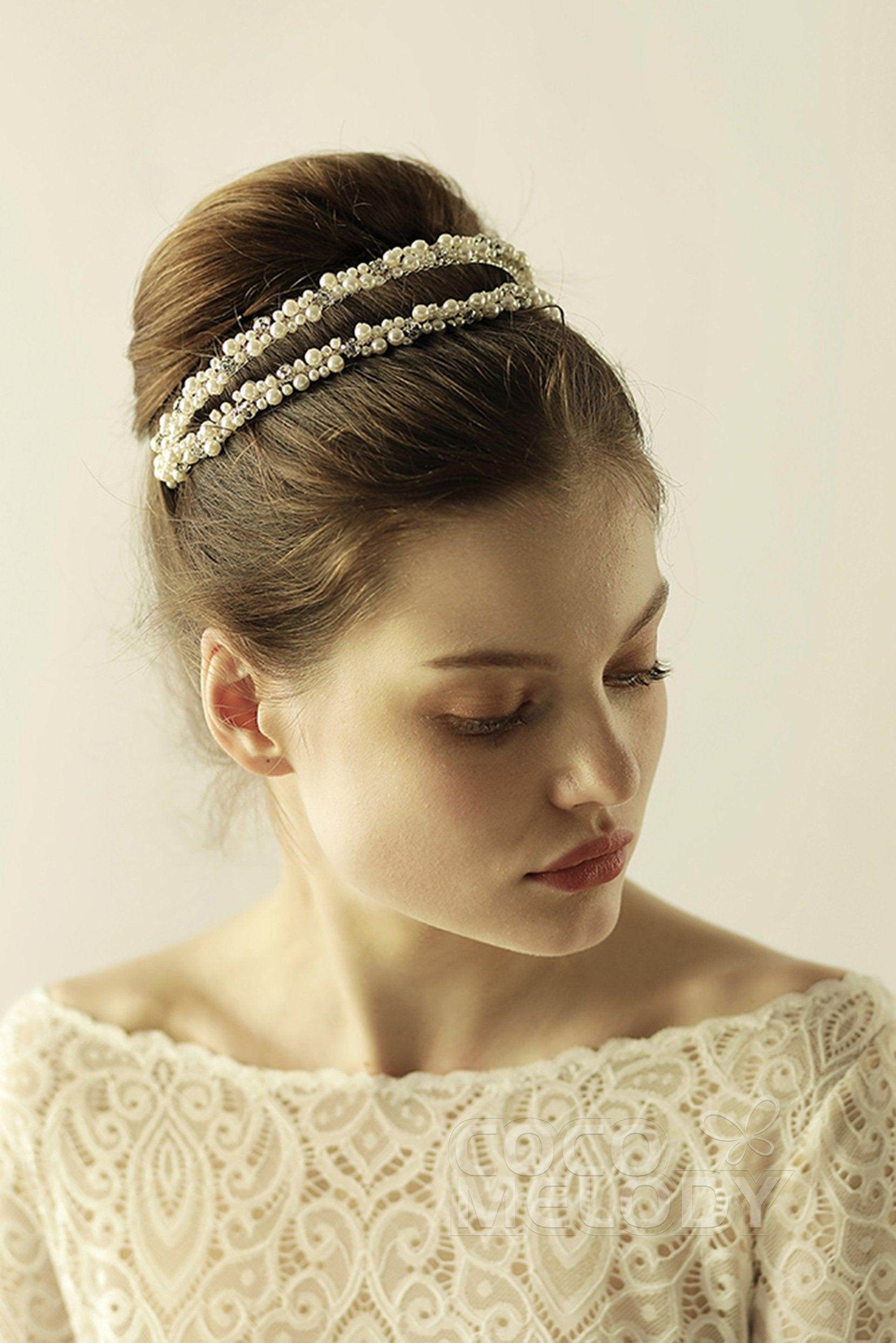 Alloy Headbands with Imitation Pearl and Rhinestone CH0318 - COCOMELODY