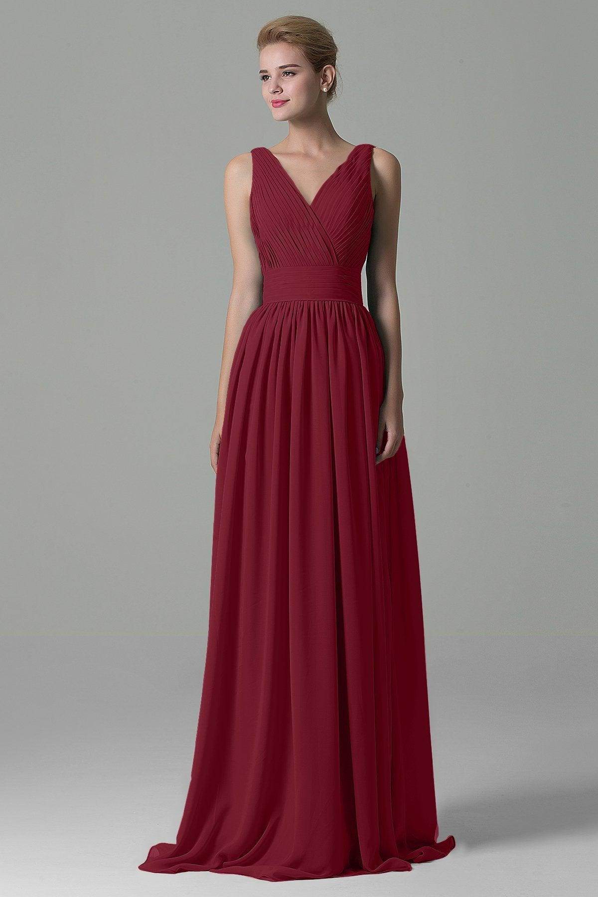 Sheath Floor Length Chiffon Bridesmaid Dress COAF1500A - COCOMELODY