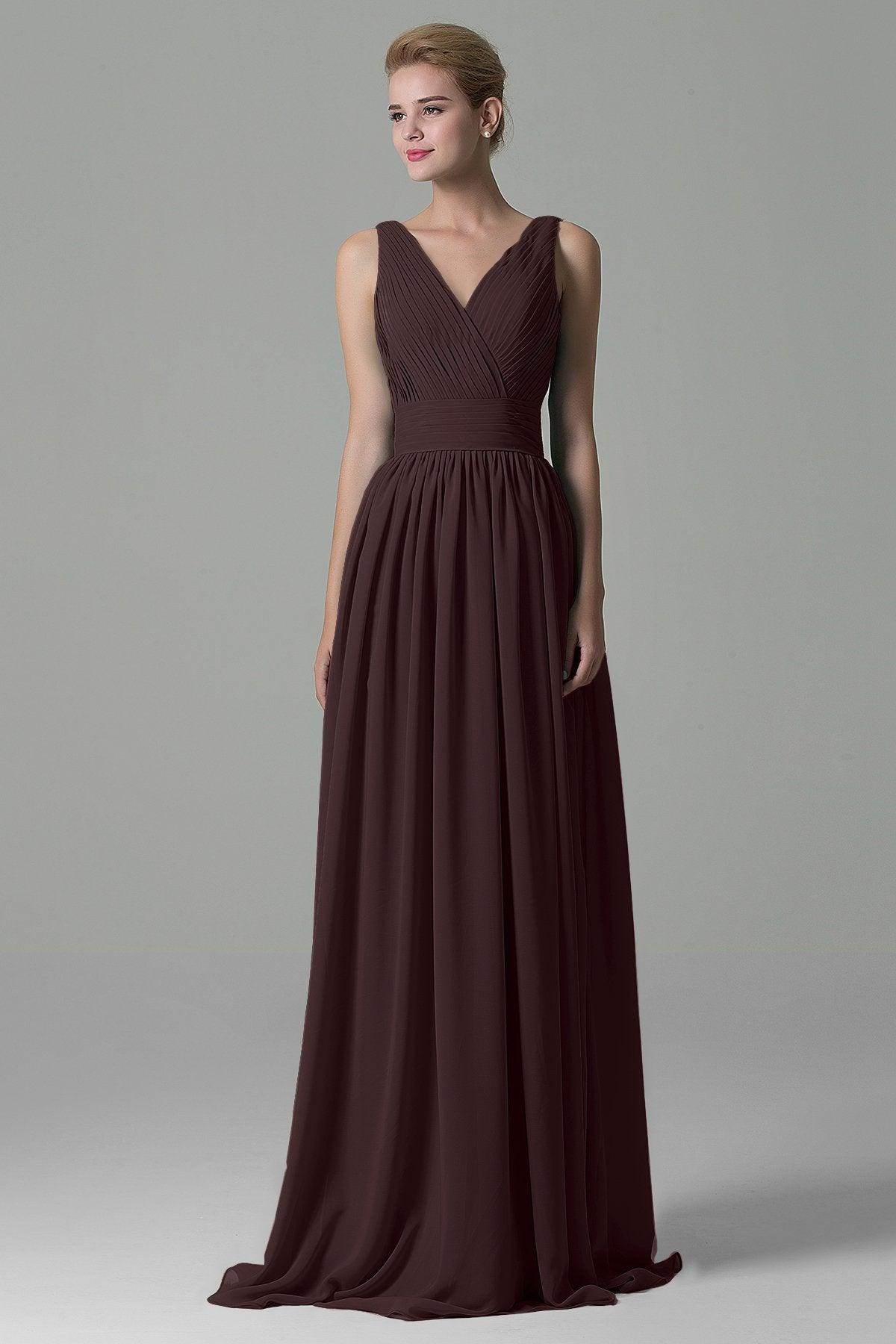 Sheath Floor Length Chiffon Bridesmaid Dress COAF1500A - COCOMELODY