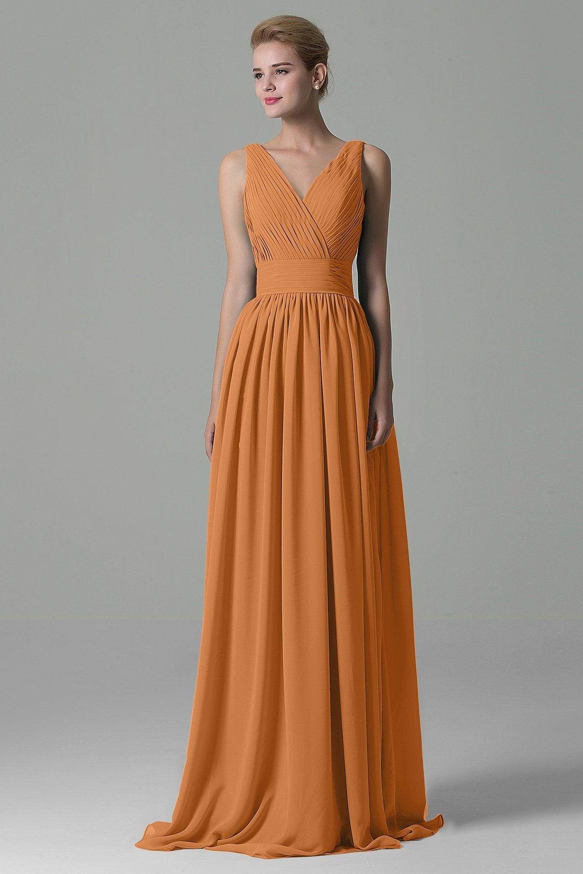 Sheath Floor Length Chiffon Bridesmaid Dress COAF1500A - COCOMELODY