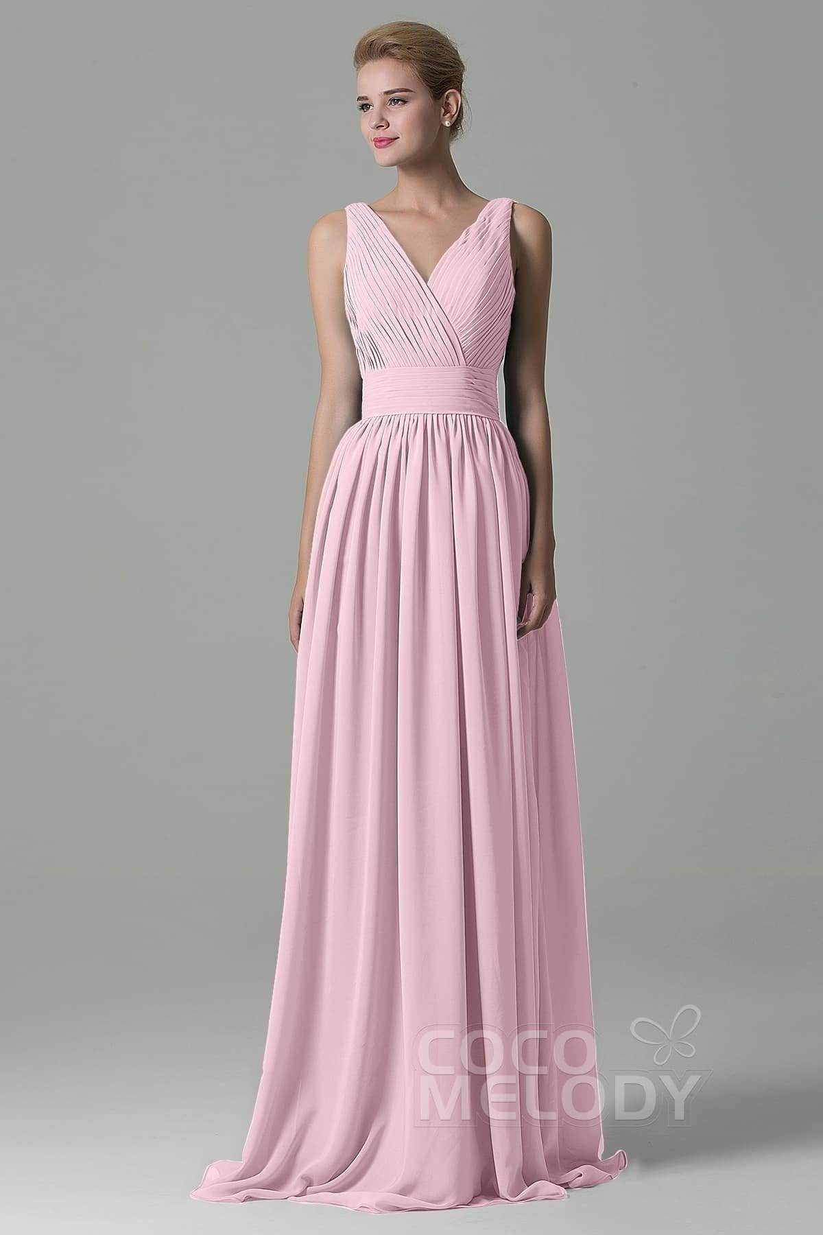 Sheath Floor Length Chiffon Bridesmaid Dress COAF1500A - COCOMELODY
