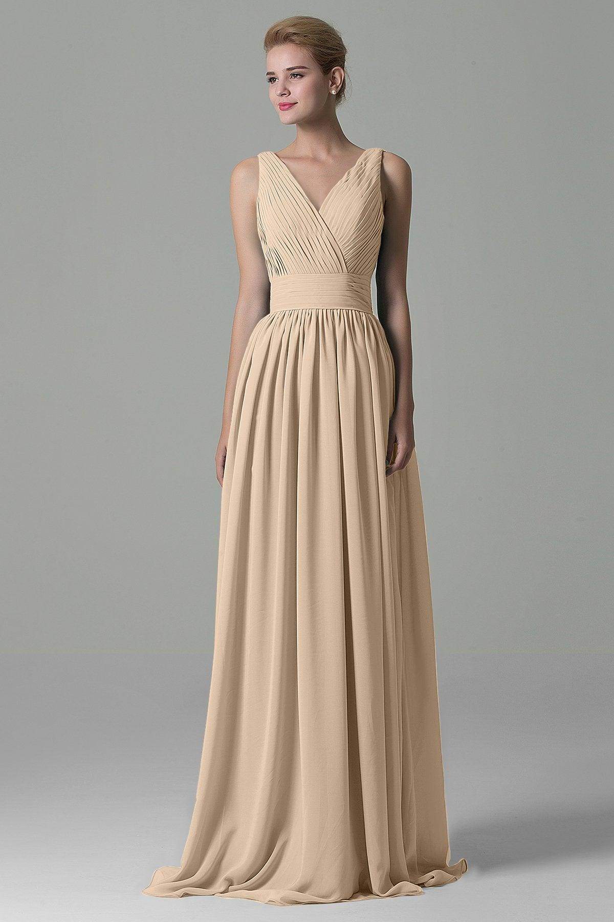 Sheath Floor Length Chiffon Bridesmaid Dress COAF1500A - COCOMELODY