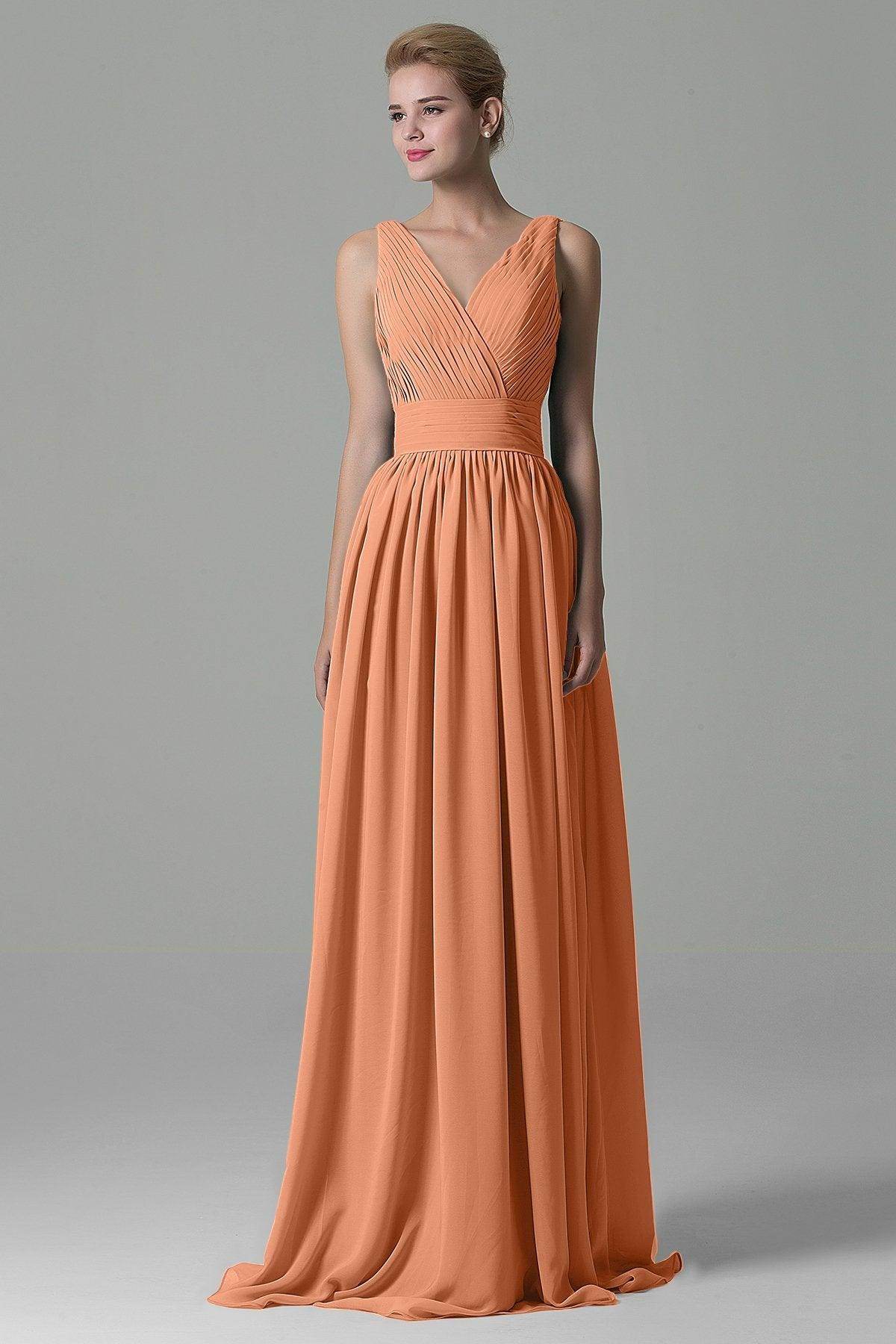 Sheath Floor Length Chiffon Bridesmaid Dress COAF1500A - COCOMELODY