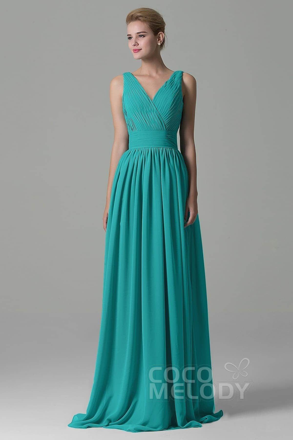 Sheath Floor Length Chiffon Bridesmaid Dress COAF1500A - COCOMELODY