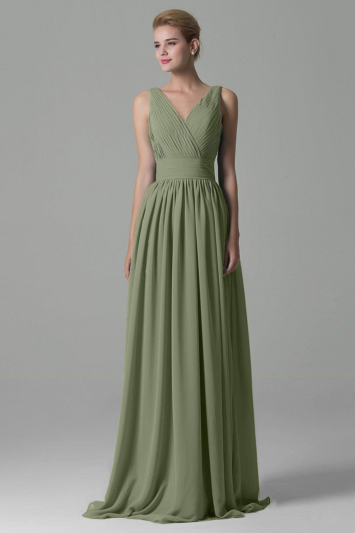 Sheath Floor Length Chiffon Bridesmaid Dress COAF1500A - COCOMELODY