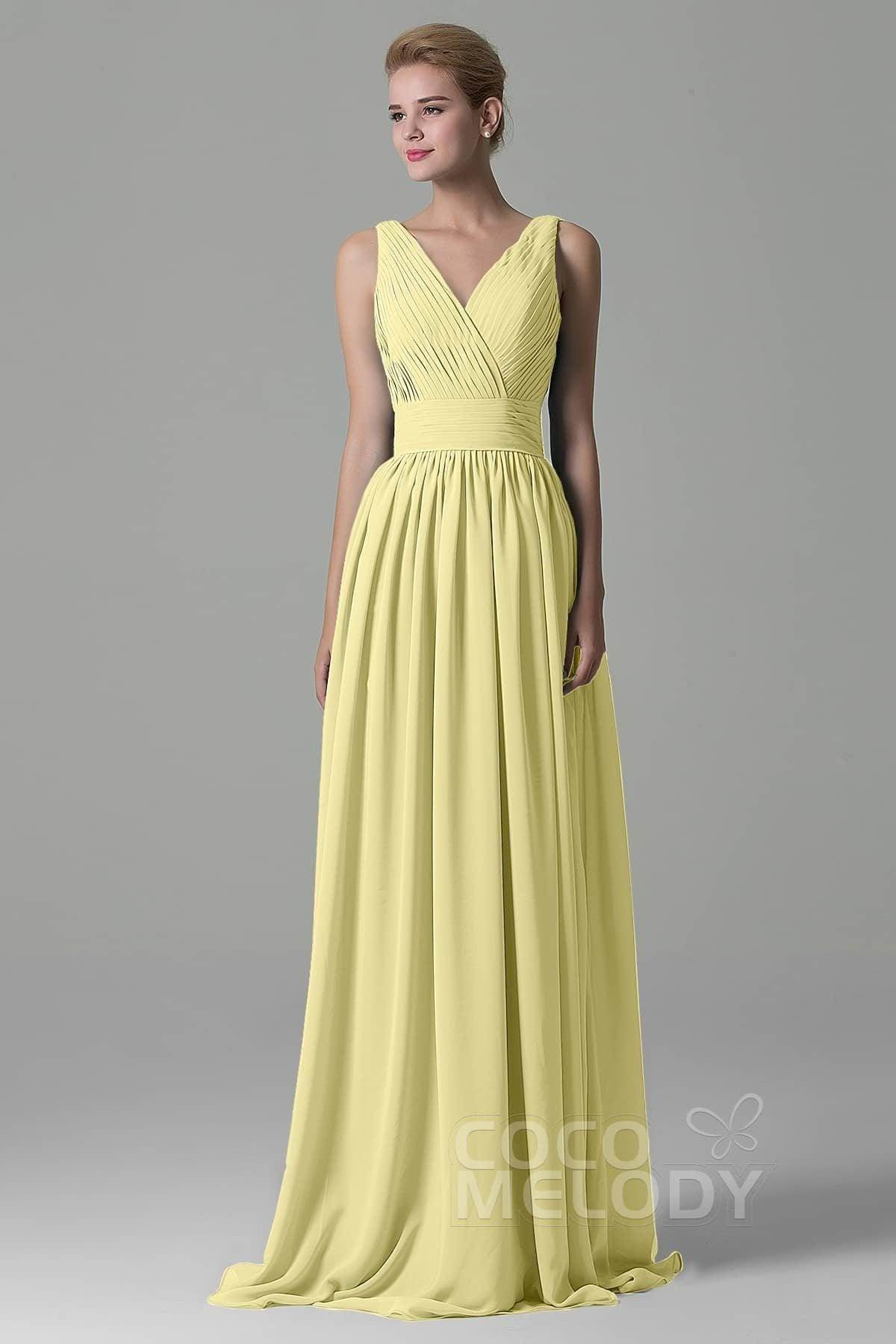 Sheath Floor Length Chiffon Bridesmaid Dress COAF1500A - COCOMELODY