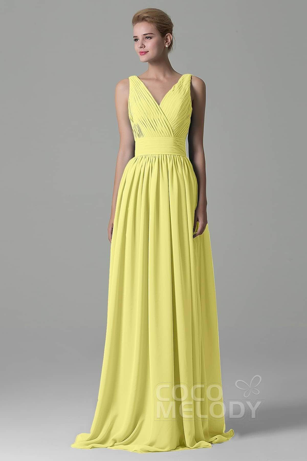 Sheath Floor Length Chiffon Bridesmaid Dress COAF1500A - COCOMELODY