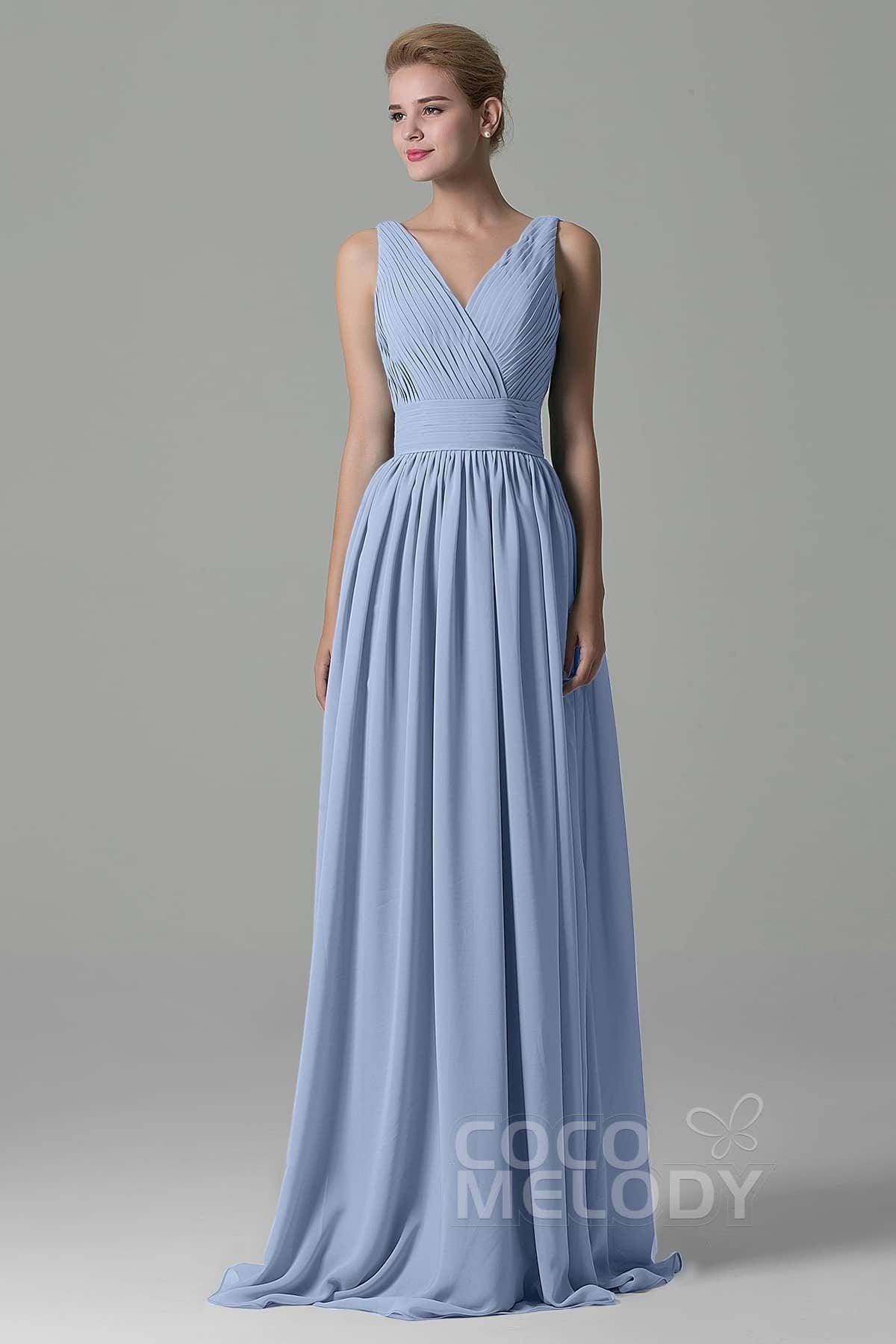 Sheath Floor Length Chiffon Bridesmaid Dress COAF1500A - COCOMELODY