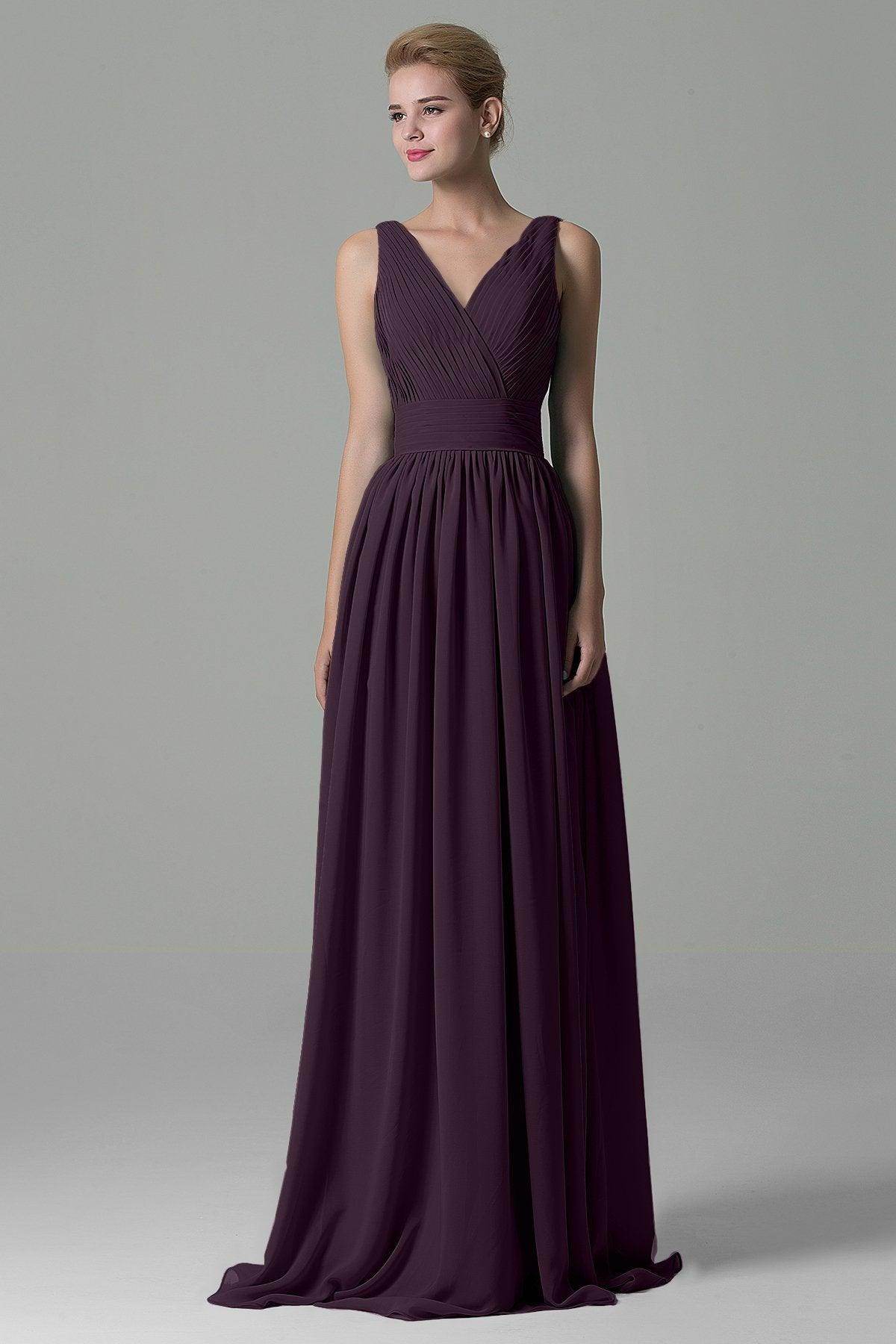 Sheath Floor Length Chiffon Bridesmaid Dress COAF1500A - COCOMELODY