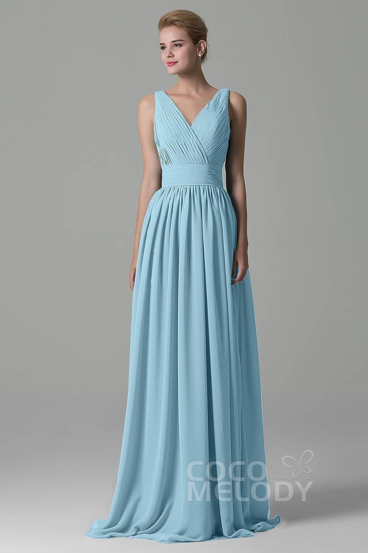 Sheath Floor Length Chiffon Bridesmaid Dress COAF1500A - COCOMELODY