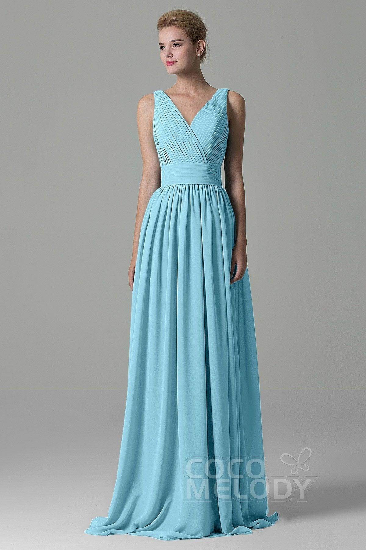 Sheath Floor Length Chiffon Bridesmaid Dress COAF1500A - COCOMELODY