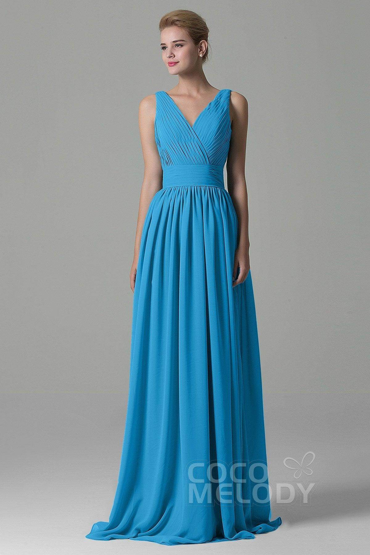 Sheath Floor Length Chiffon Bridesmaid Dress COAF1500A - COCOMELODY
