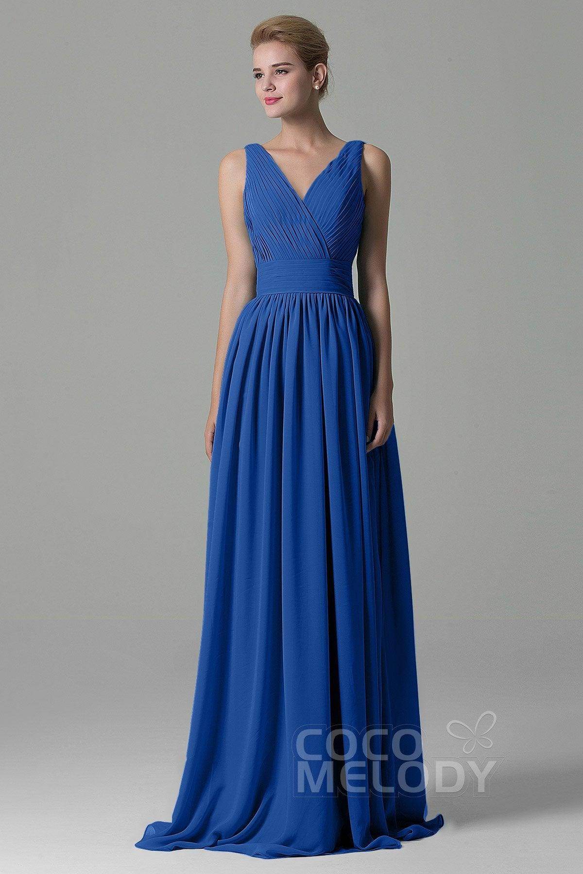 Sheath Floor Length Chiffon Bridesmaid Dress COAF1500A - COCOMELODY