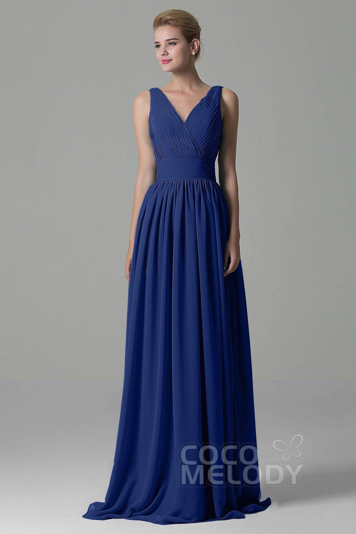 Sheath Floor Length Chiffon Bridesmaid Dress COAF1500A - COCOMELODY