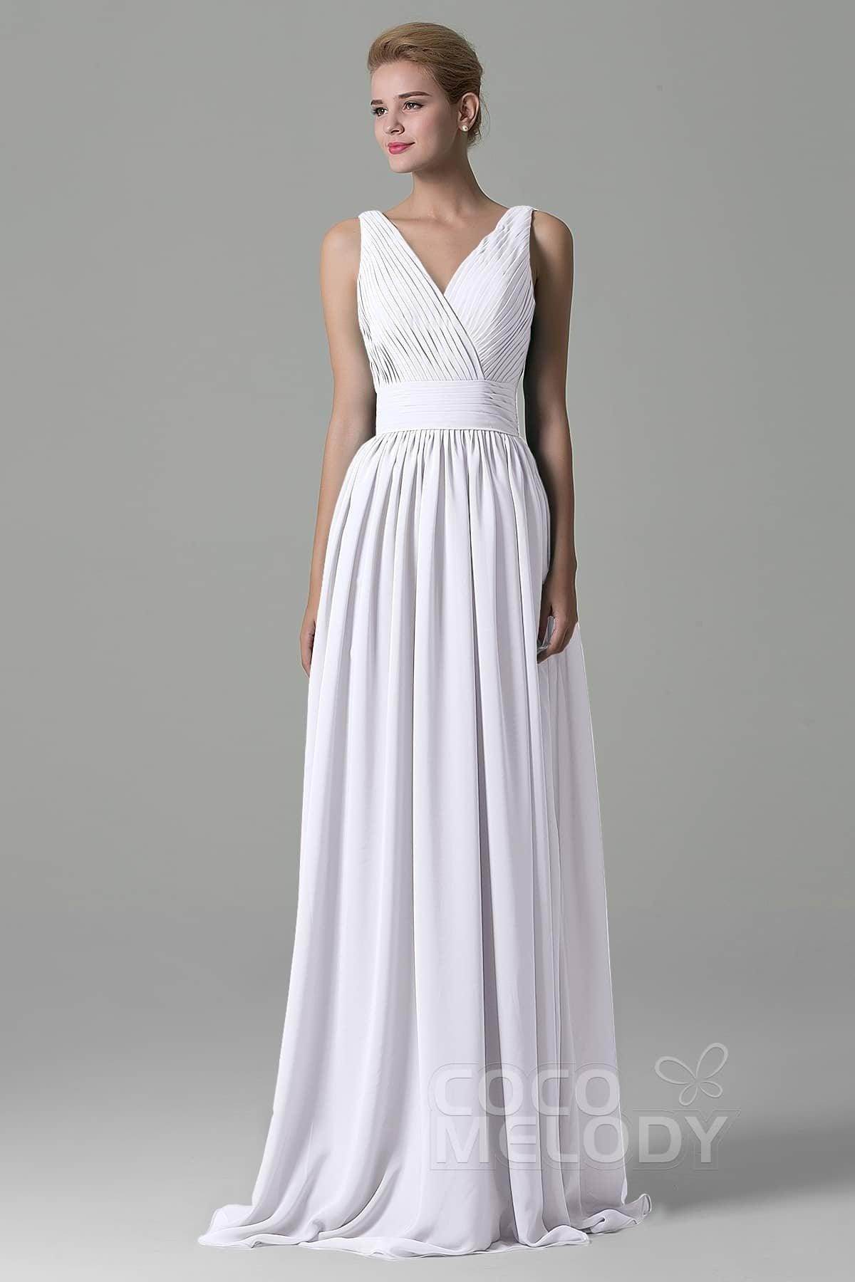 Sheath Floor Length Chiffon Bridesmaid Dress COAF1500A - COCOMELODY