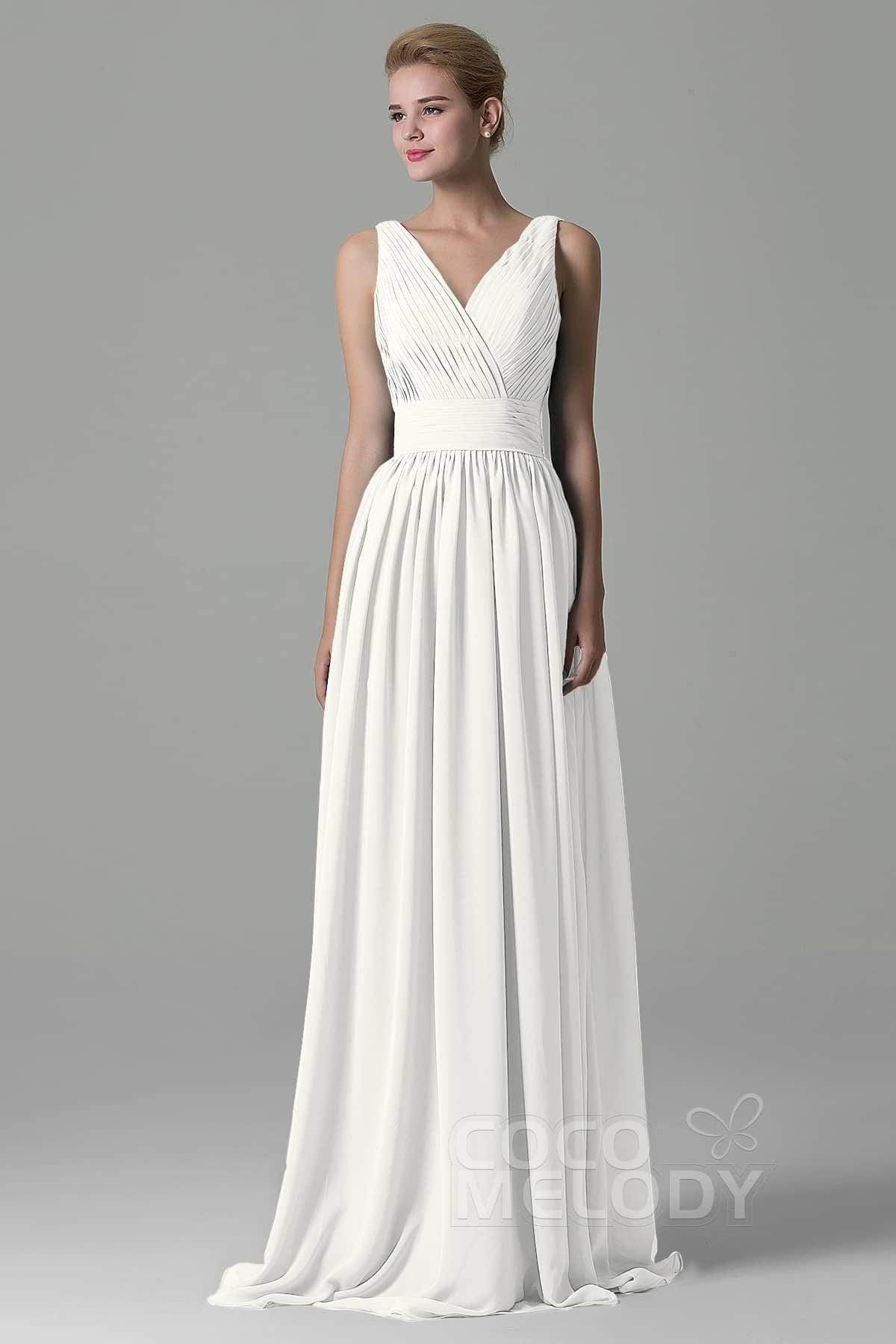 Sheath Floor Length Chiffon Bridesmaid Dress COAF1500A - COCOMELODY