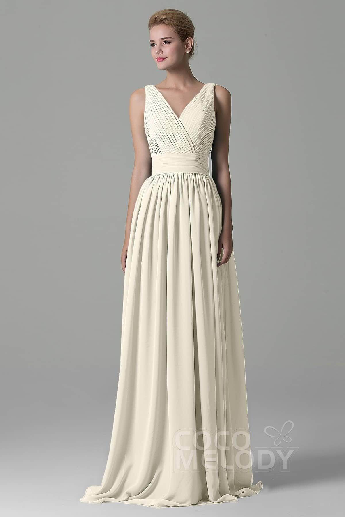 Sheath Floor Length Chiffon Bridesmaid Dress COAF1500A - COCOMELODY