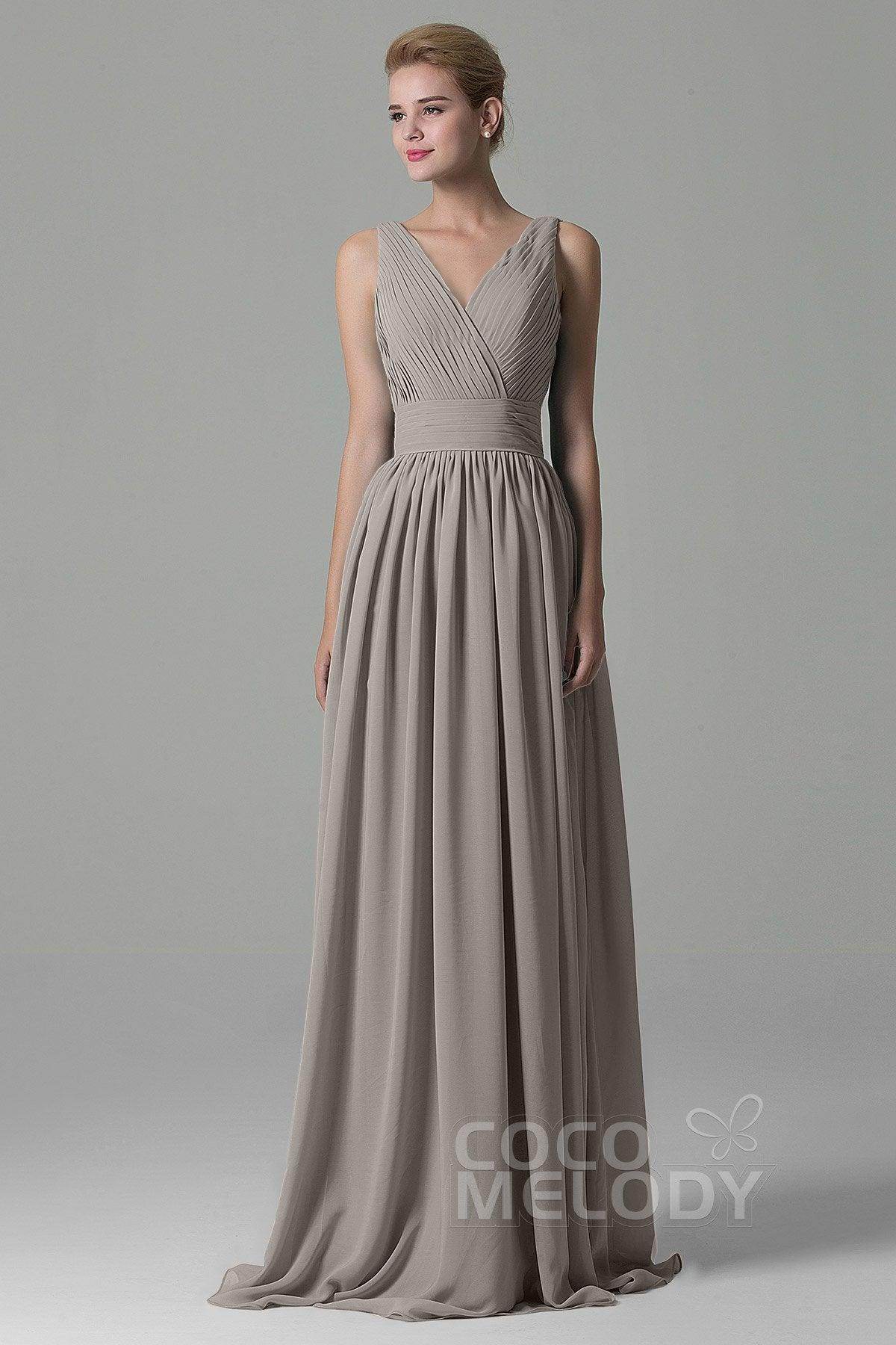 Sheath Floor Length Chiffon Bridesmaid Dress COAF1500A - COCOMELODY