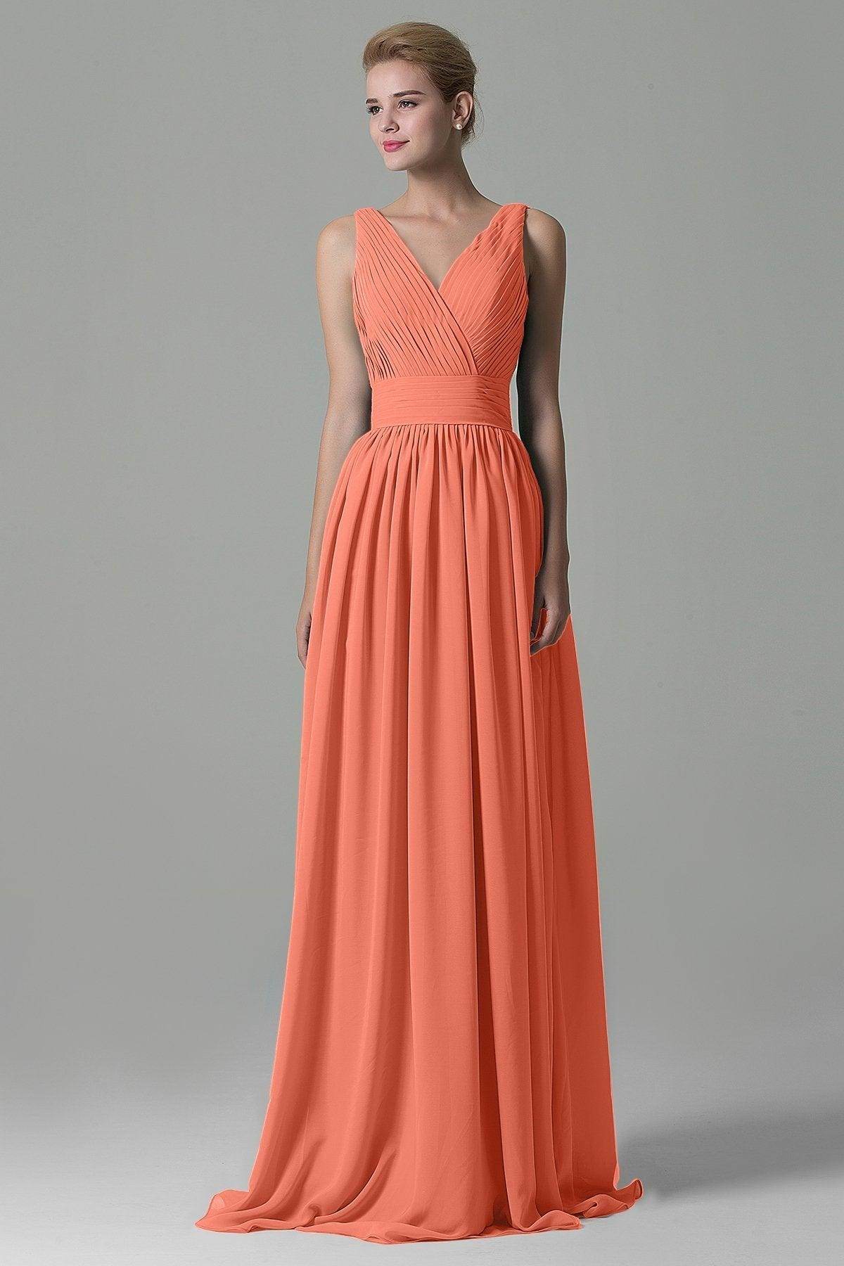 Sheath Floor Length Chiffon Bridesmaid Dress COAF1500A - COCOMELODY
