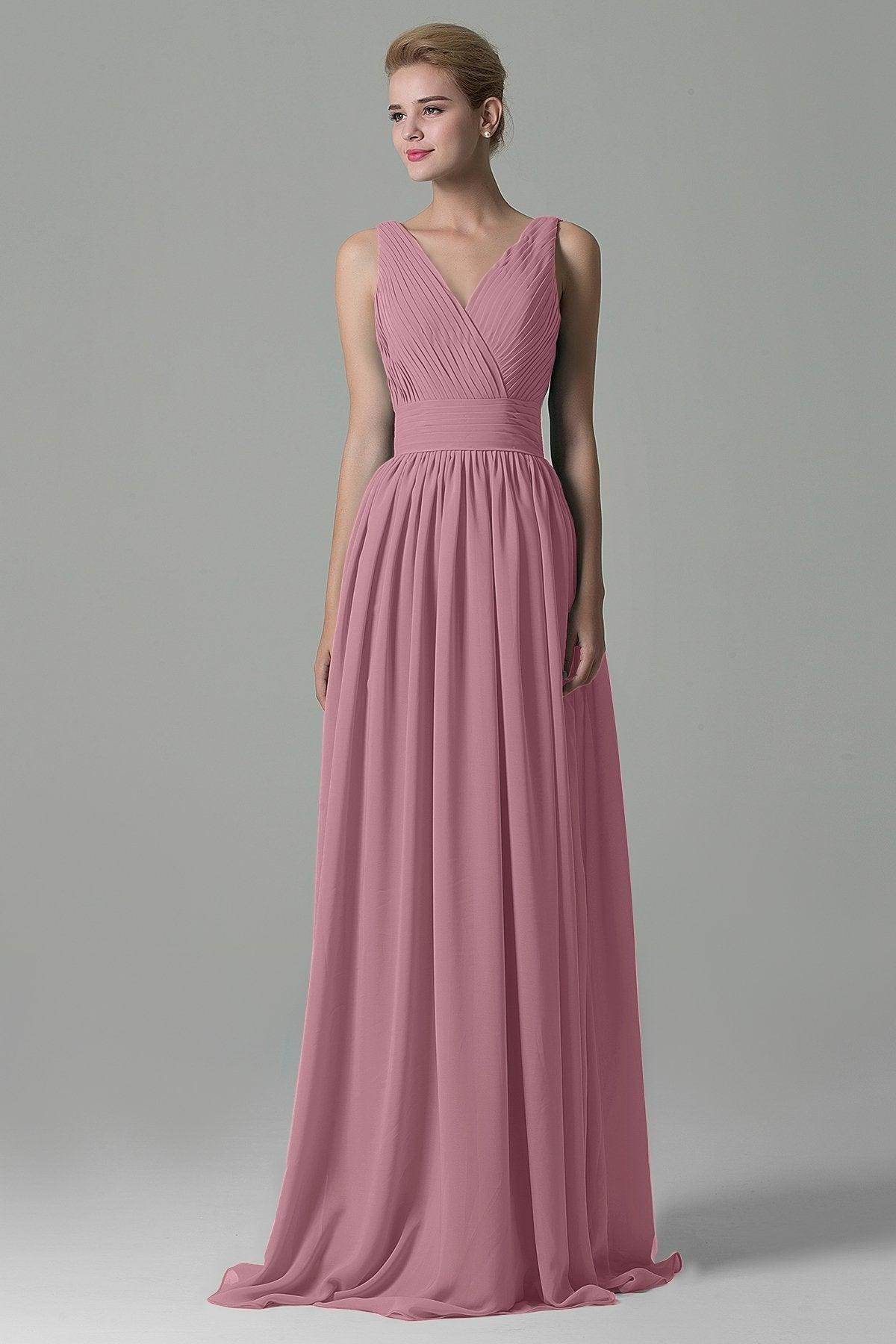 Sheath Floor Length Chiffon Bridesmaid Dress COAF1500A - COCOMELODY