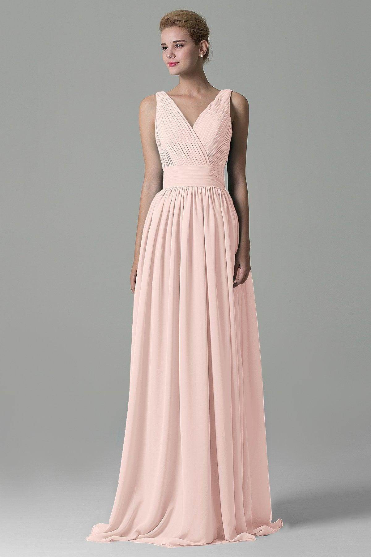 Sheath Floor Length Chiffon Bridesmaid Dress COAF1500A - COCOMELODY