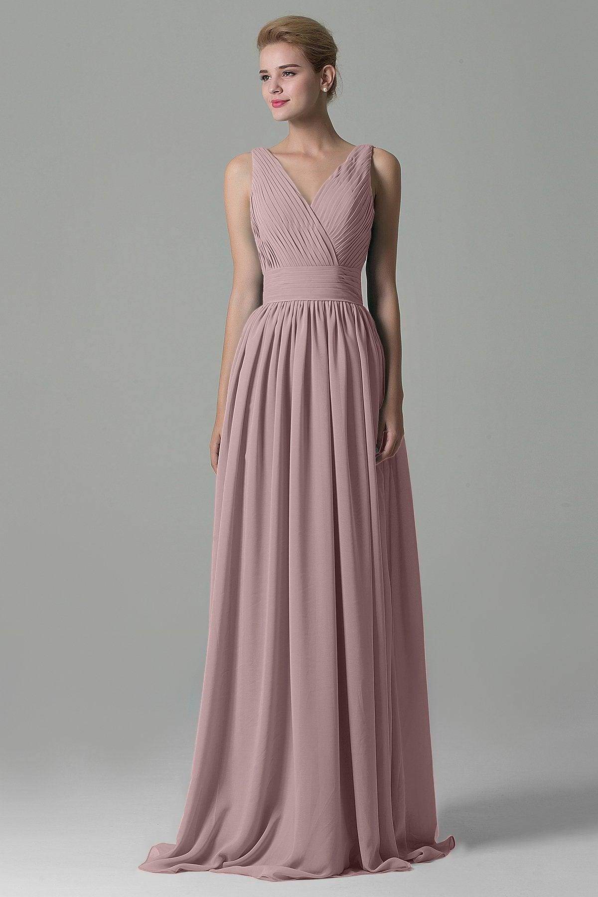 Sheath Floor Length Chiffon Bridesmaid Dress COAF1500A - COCOMELODY