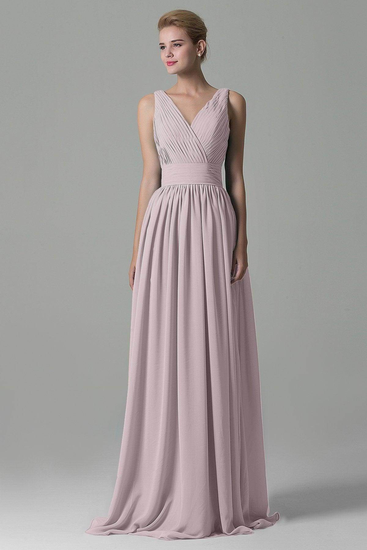 Sheath Floor Length Chiffon Bridesmaid Dress COAF1500A - COCOMELODY