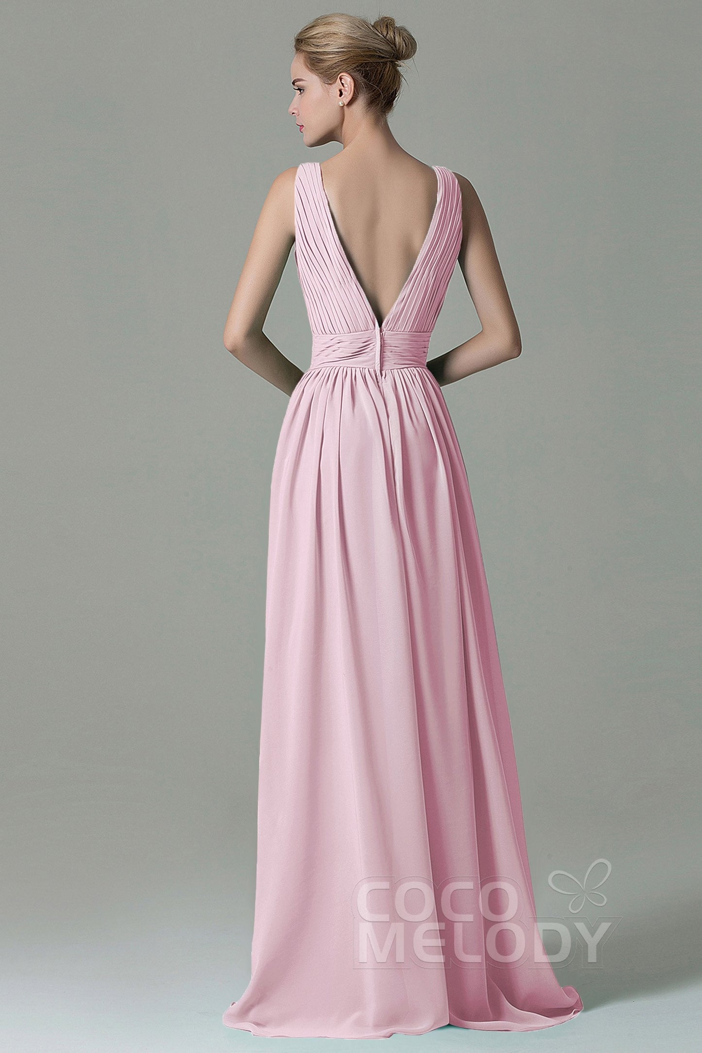 Sheath Floor Length Chiffon Bridesmaid Dress COAF1500A