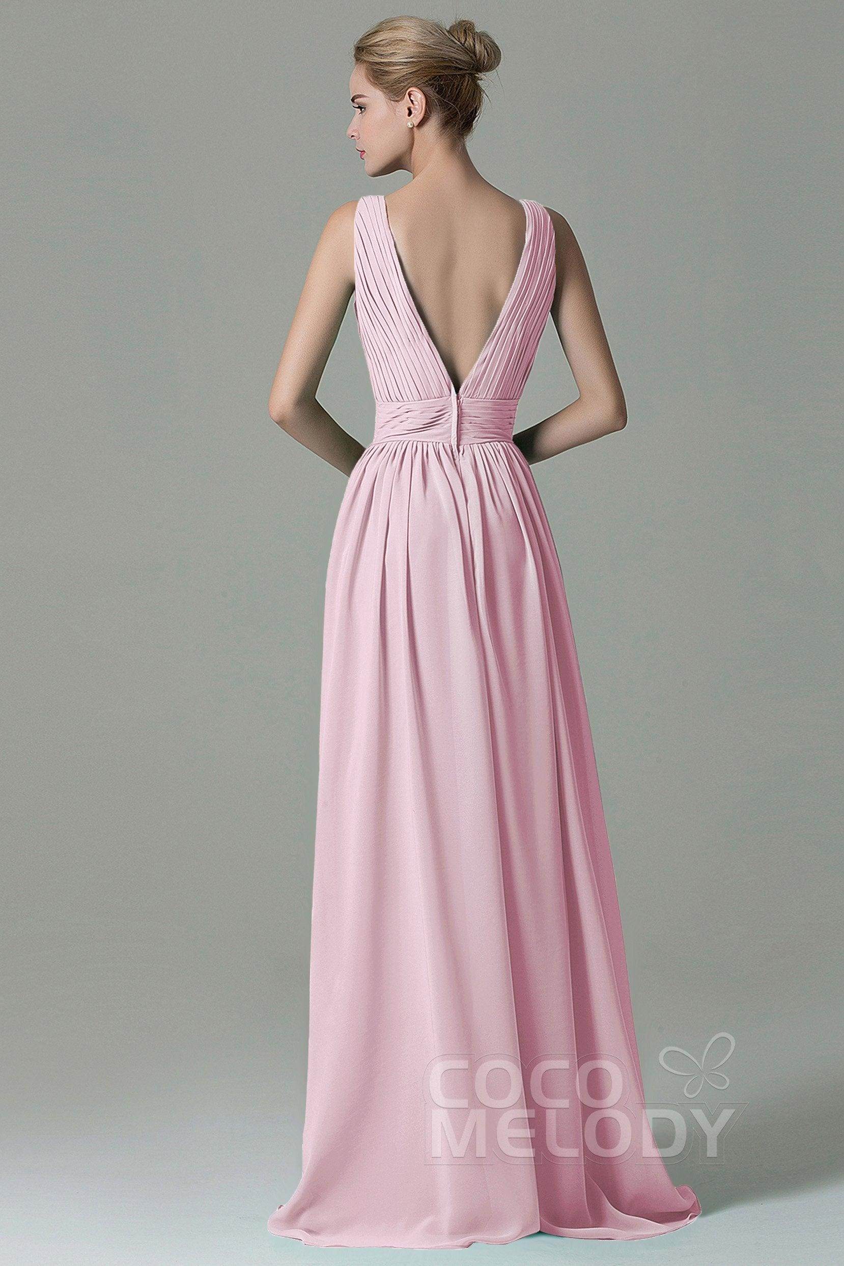Sheath Floor Length Chiffon Bridesmaid Dress COAF1500A - COCOMELODY