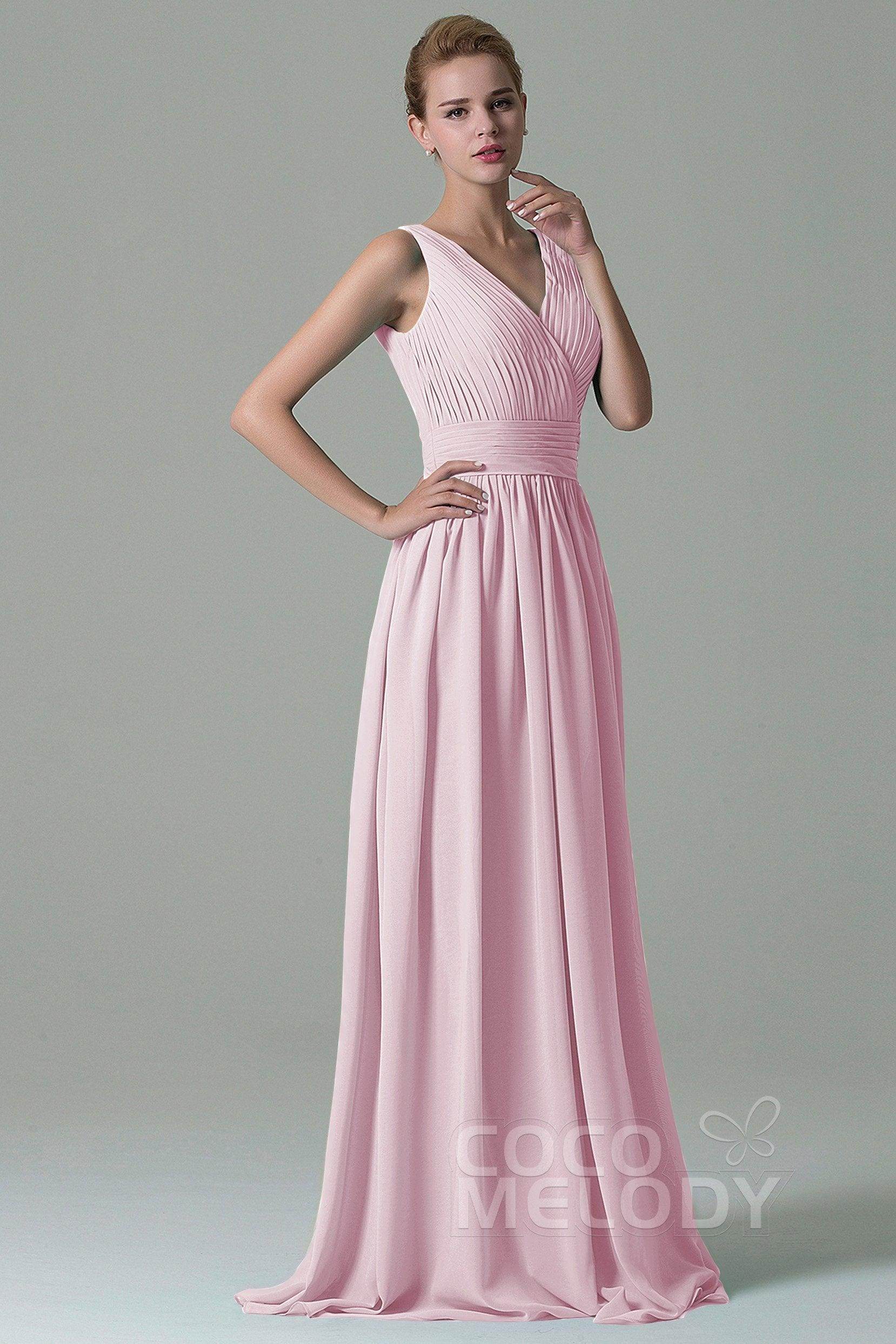 Sheath Floor Length Chiffon Bridesmaid Dress COAF1500A - COCOMELODY