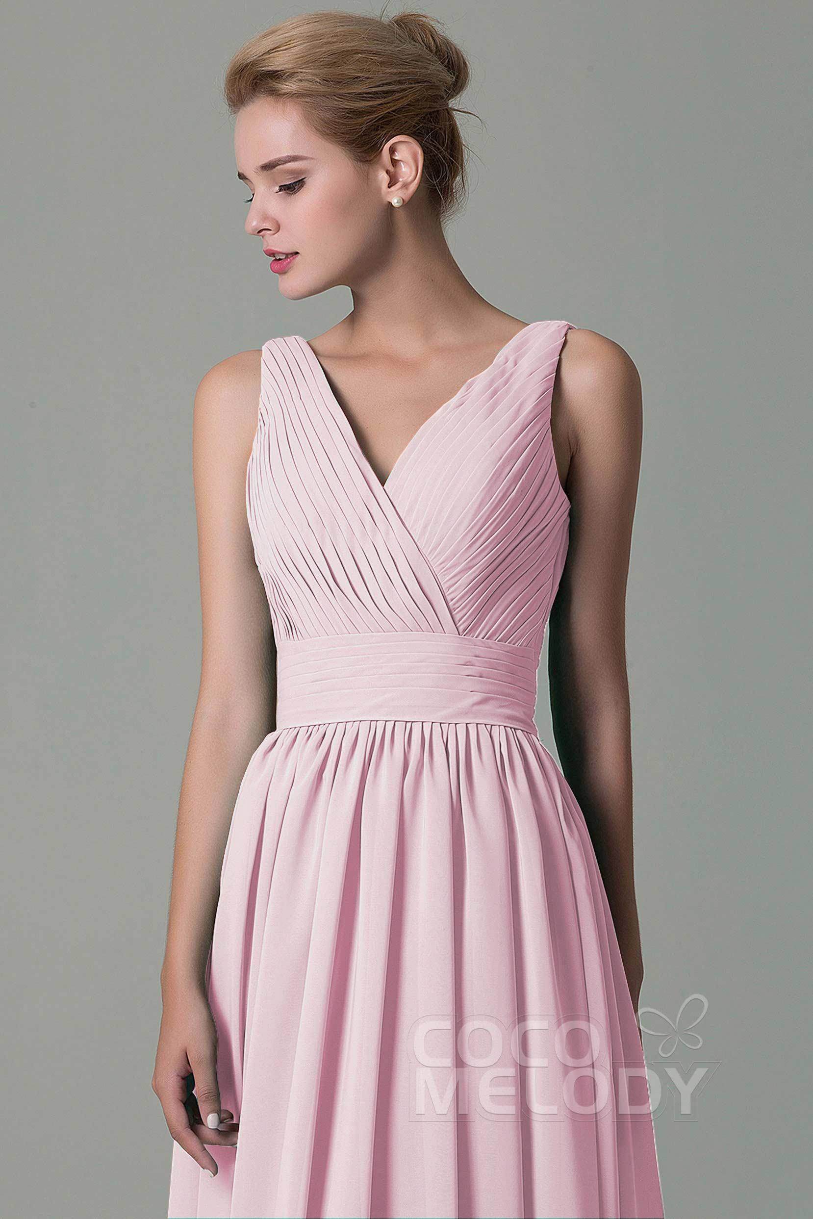 Sheath Floor Length Chiffon Bridesmaid Dress COAF1500A - COCOMELODY