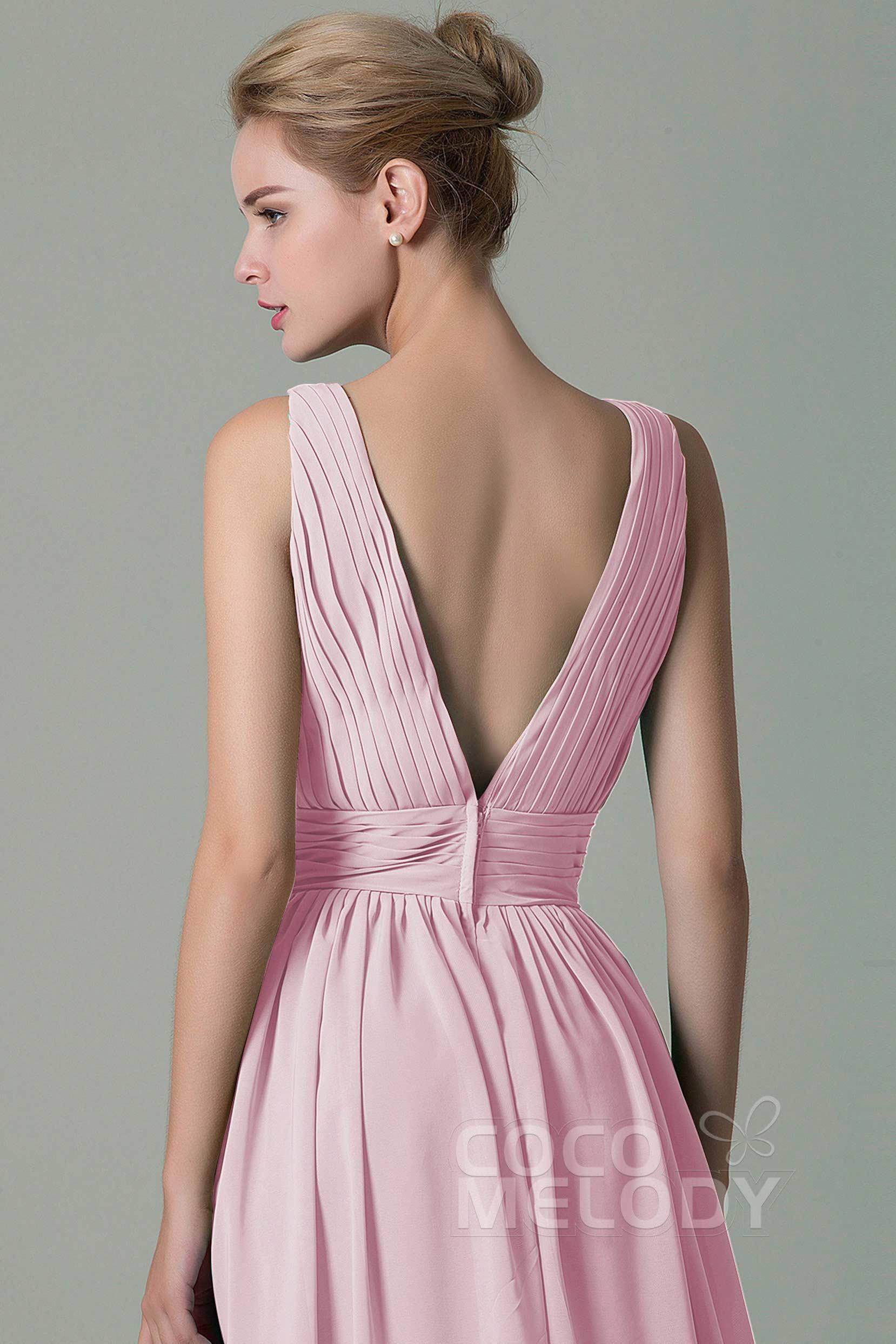 Sheath Floor Length Chiffon Bridesmaid Dress COAF1500A - COCOMELODY