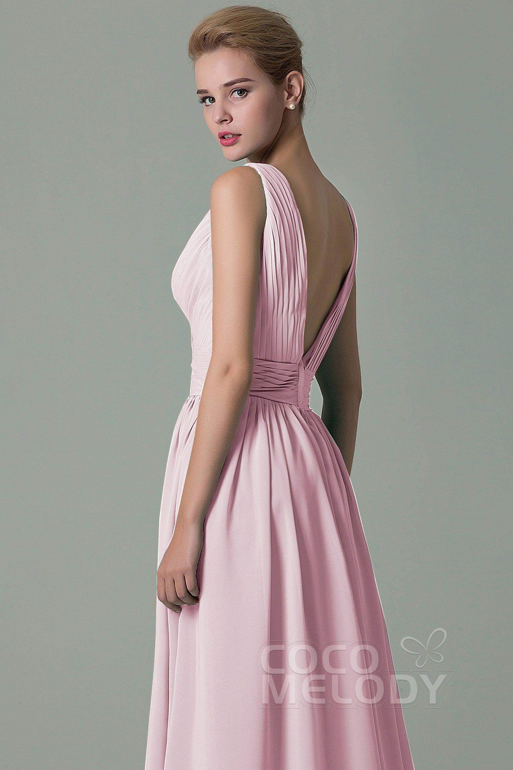 Sheath Floor Length Chiffon Bridesmaid Dress COAF1500A - COCOMELODY