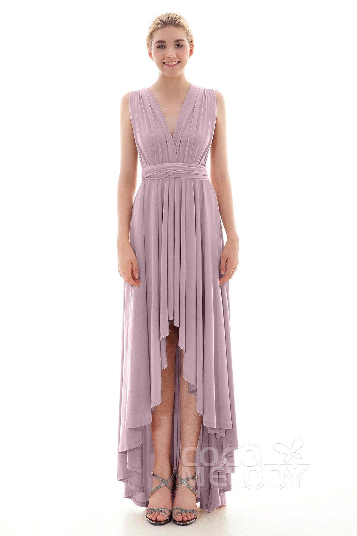 Asymmetrical High-Low Knitted Bridesmaid Dress COED16001 - COCOMELODY