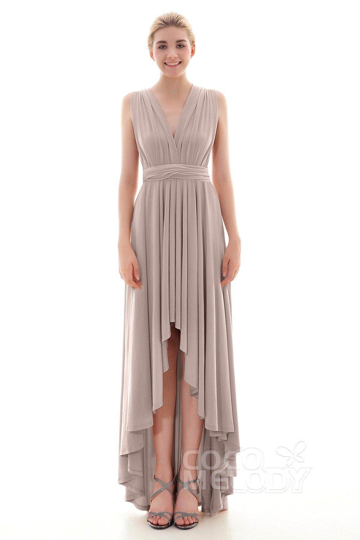 Asymmetrical High-Low Knitted Bridesmaid Dress COED16001 - COCOMELODY