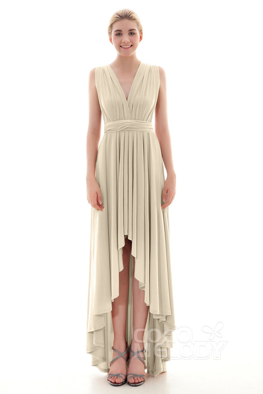 Asymmetrical High-Low Knitted Bridesmaid Dress COED16001