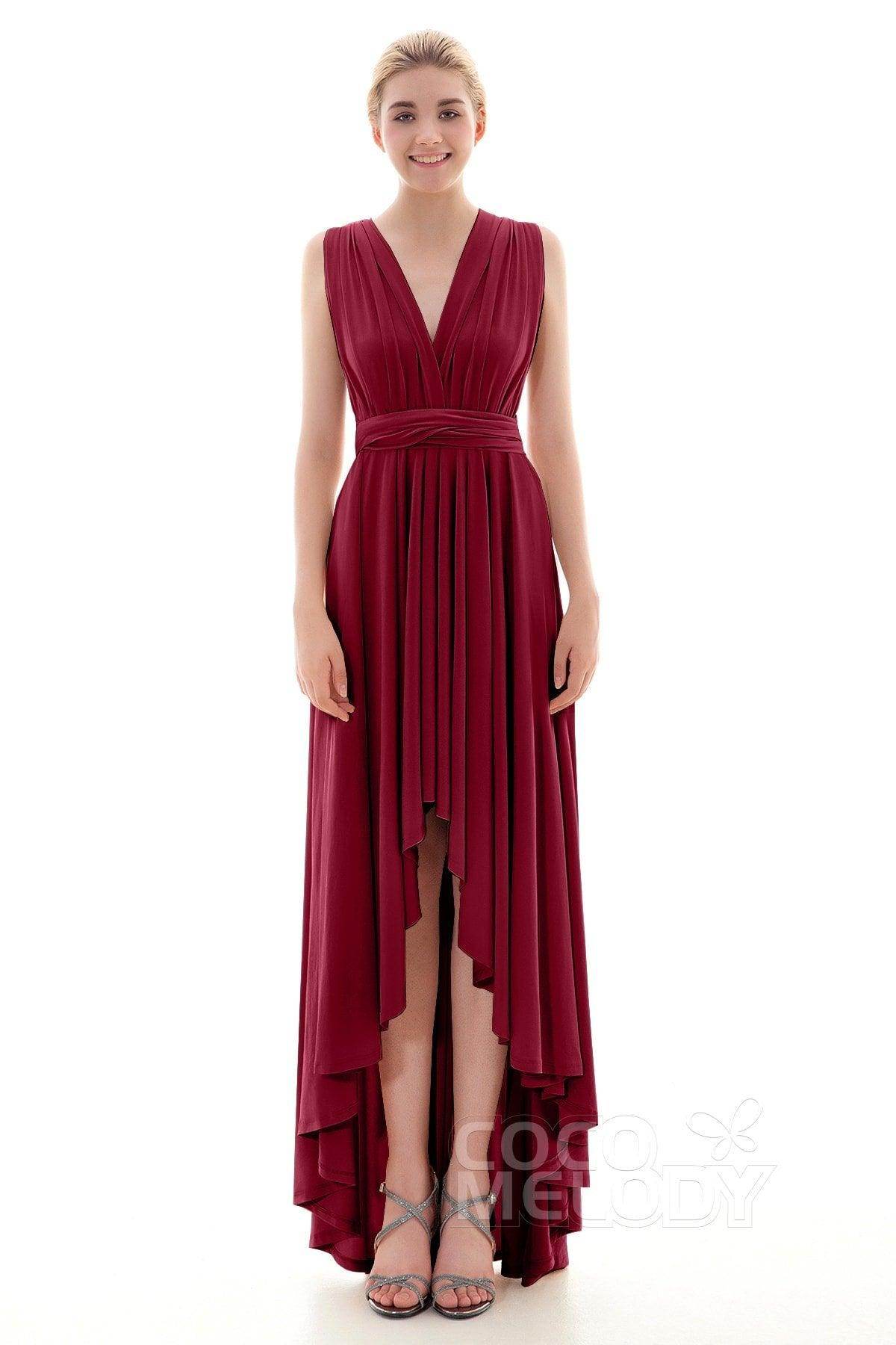 Asymmetrical High-Low Knitted Bridesmaid Dress COED16001 - COCOMELODY