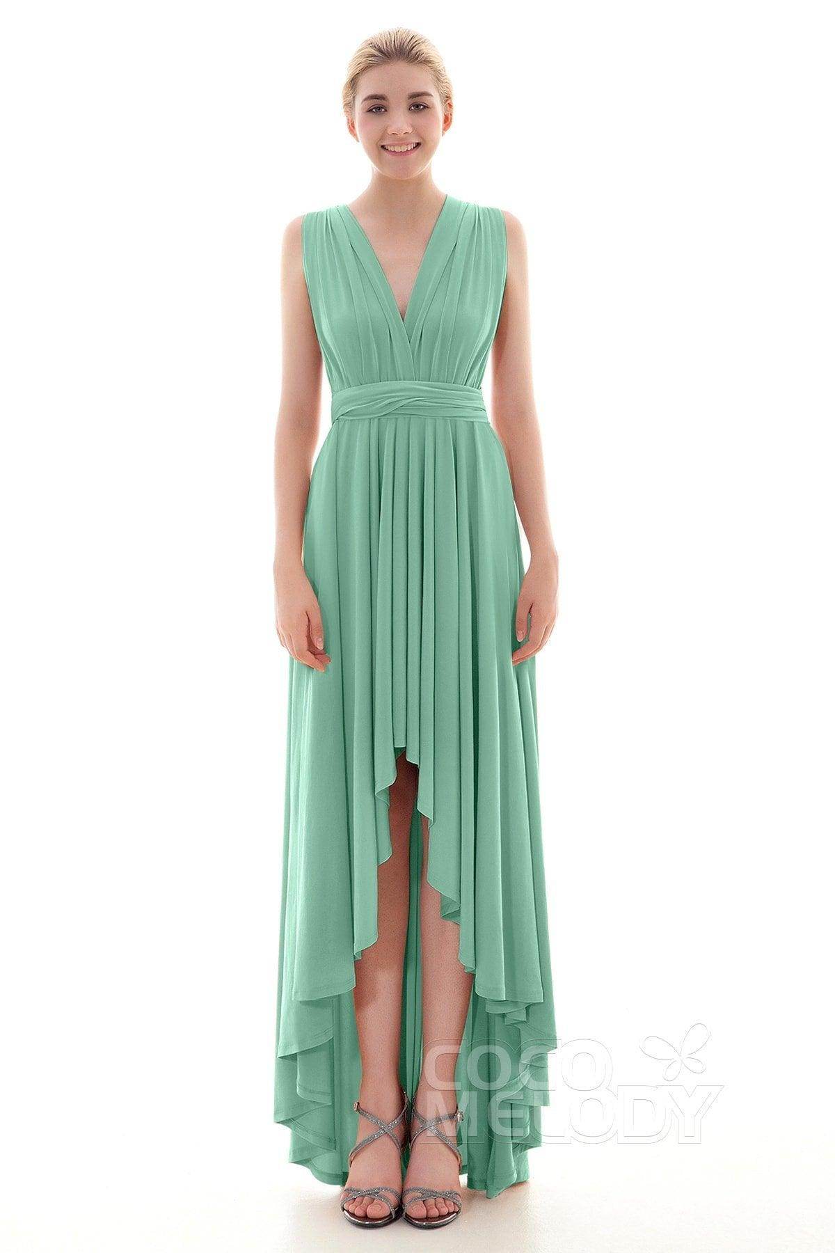 Asymmetrical High-Low Knitted Bridesmaid Dress COED16001 - COCOMELODY